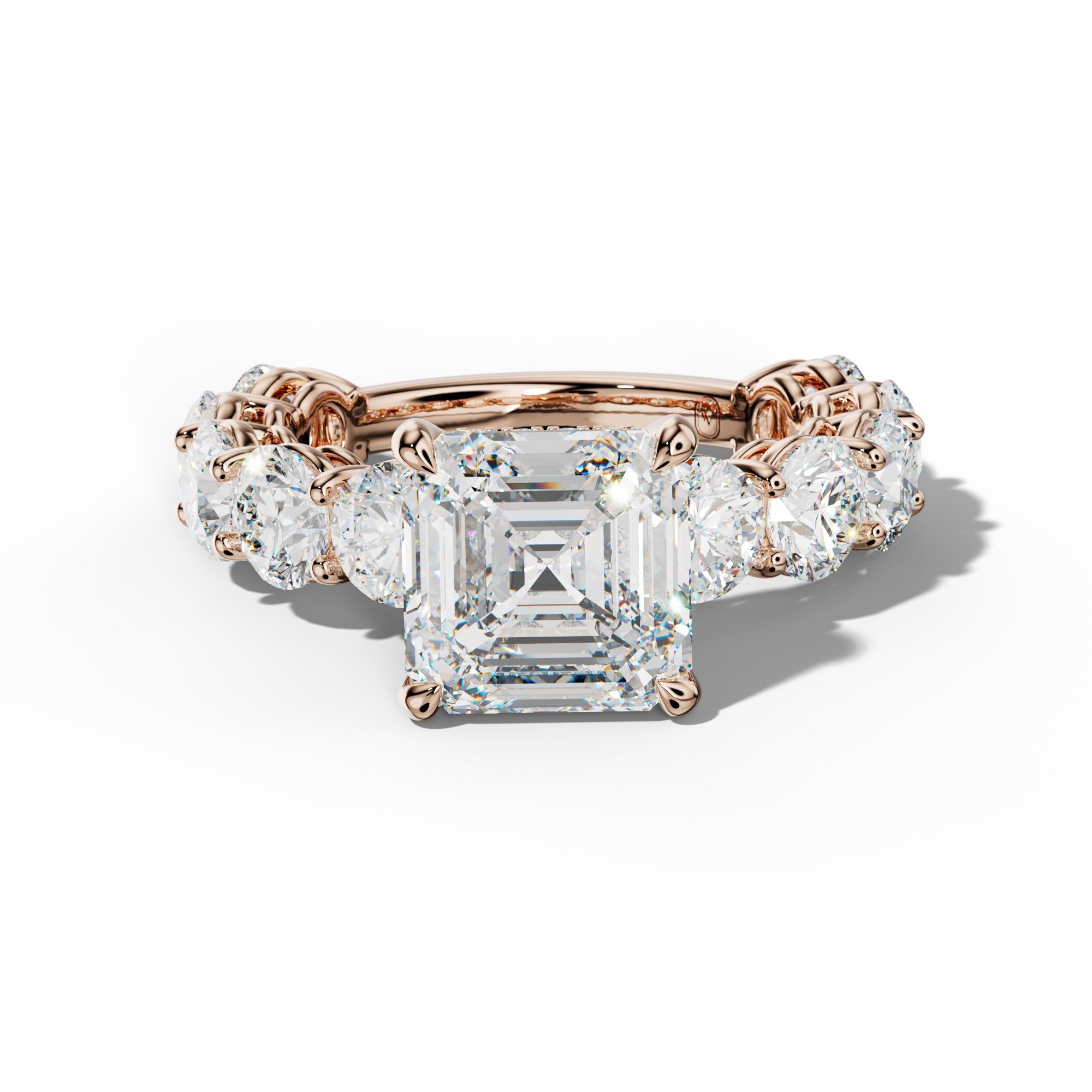 Johanna Asscher Diamond Engagement Ring With Round Side Stones