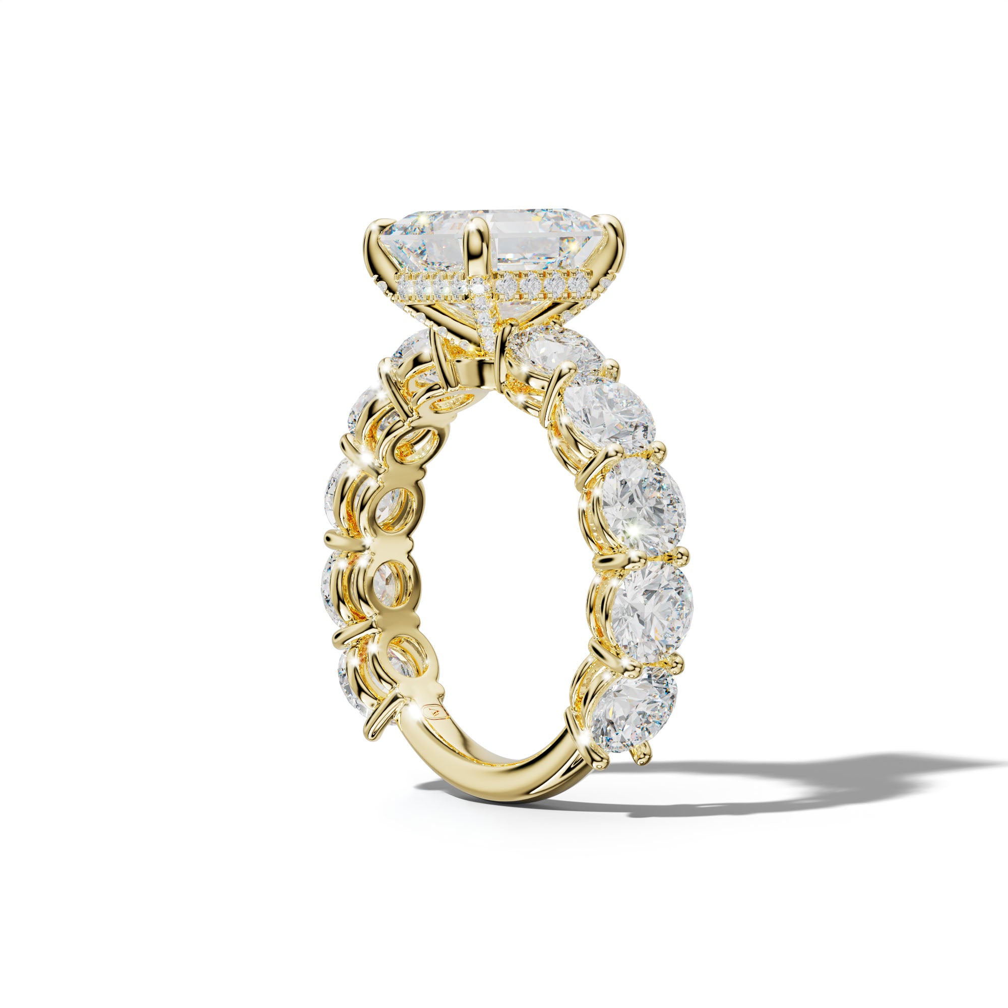 Johanna Asscher Diamond Engagement Ring With Round Side Stones