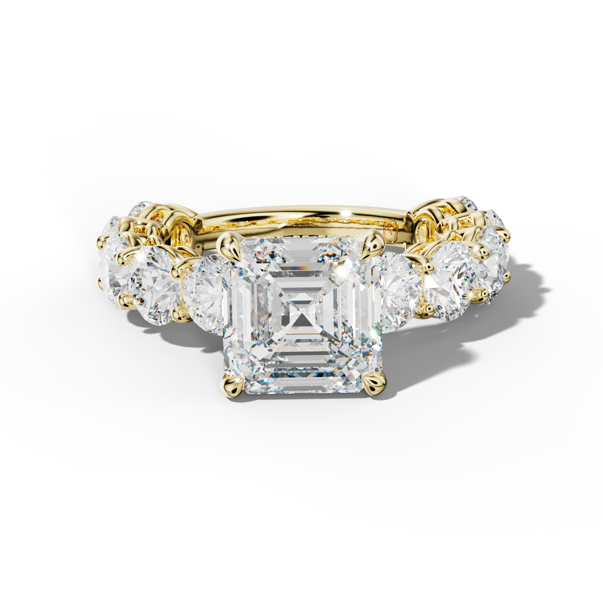 Johanna Asscher Diamond Engagement Ring With Round Side Stones