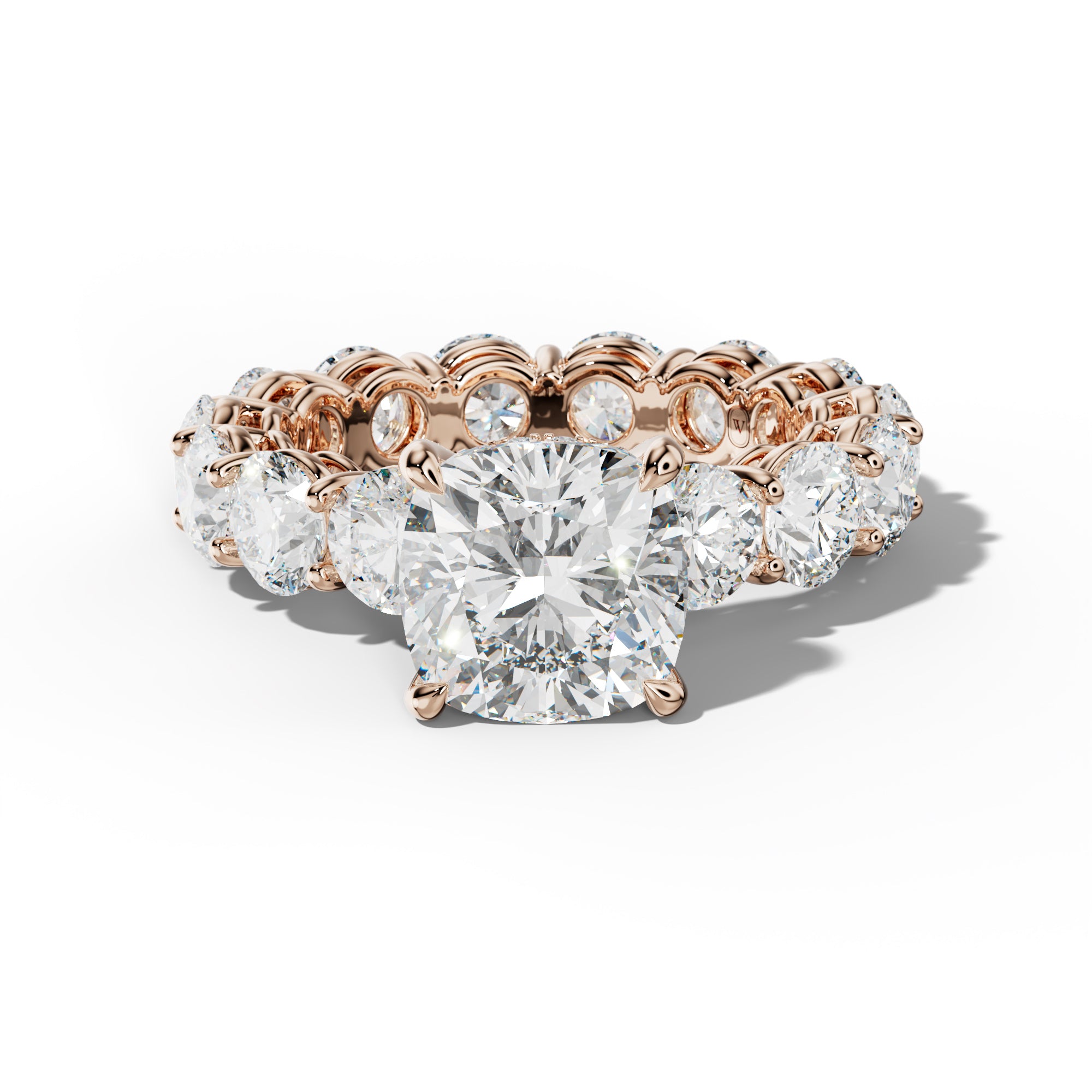 Maddie Cushion Diamond Engagement Ring With Round Side Stones