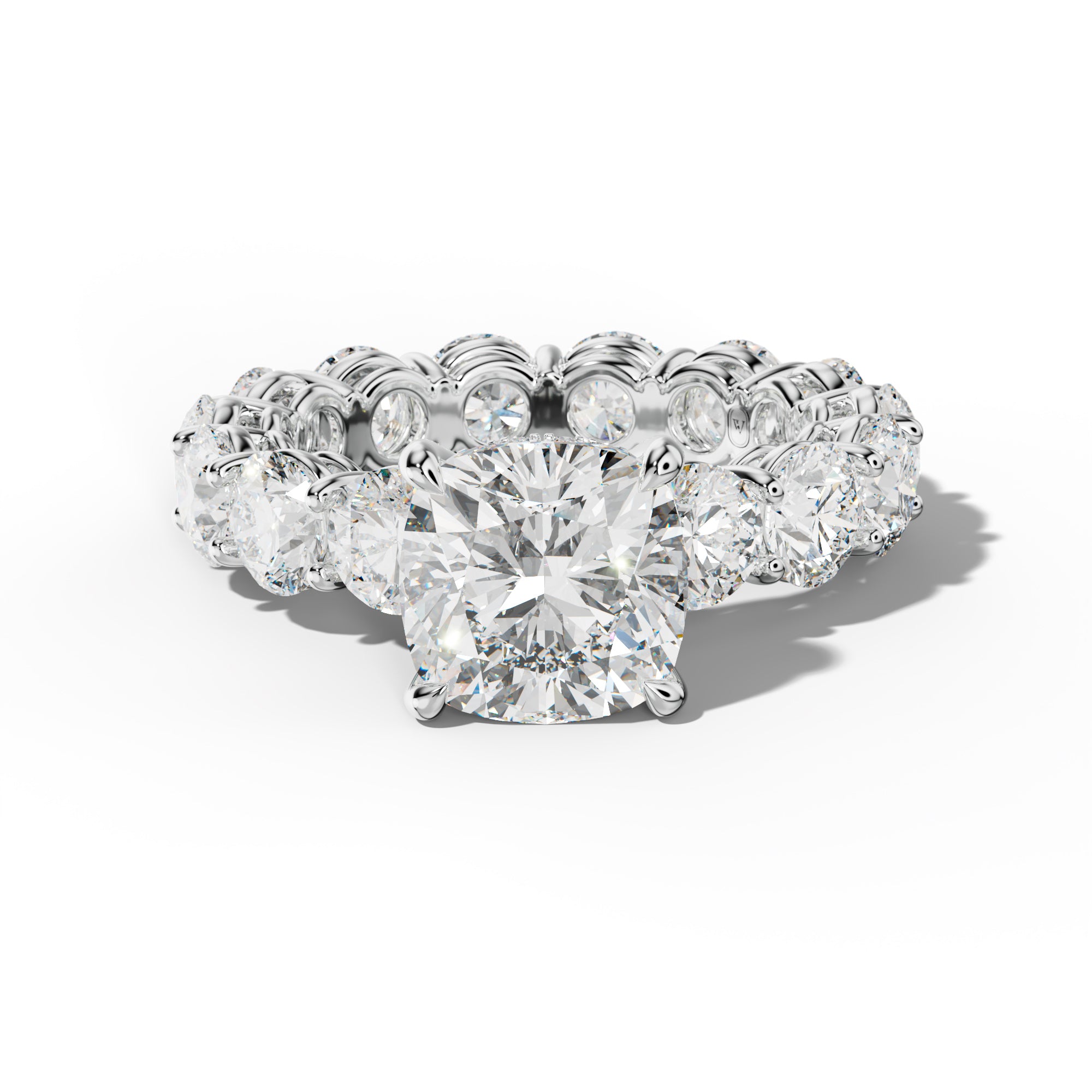 Maddie Cushion Diamond Engagement Ring With Round Side Stones