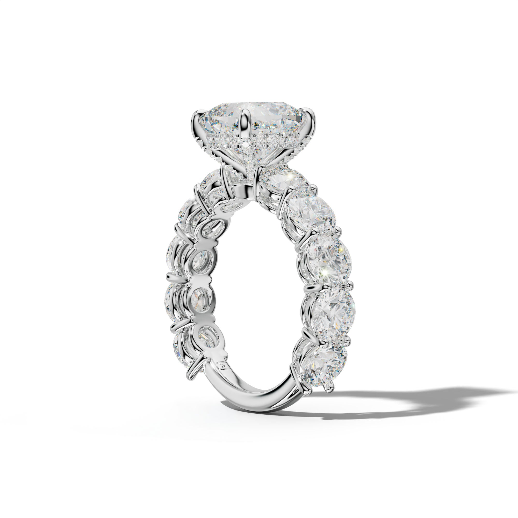 Johanna Cushion Diamond Engagement Ring With Round Side Stones