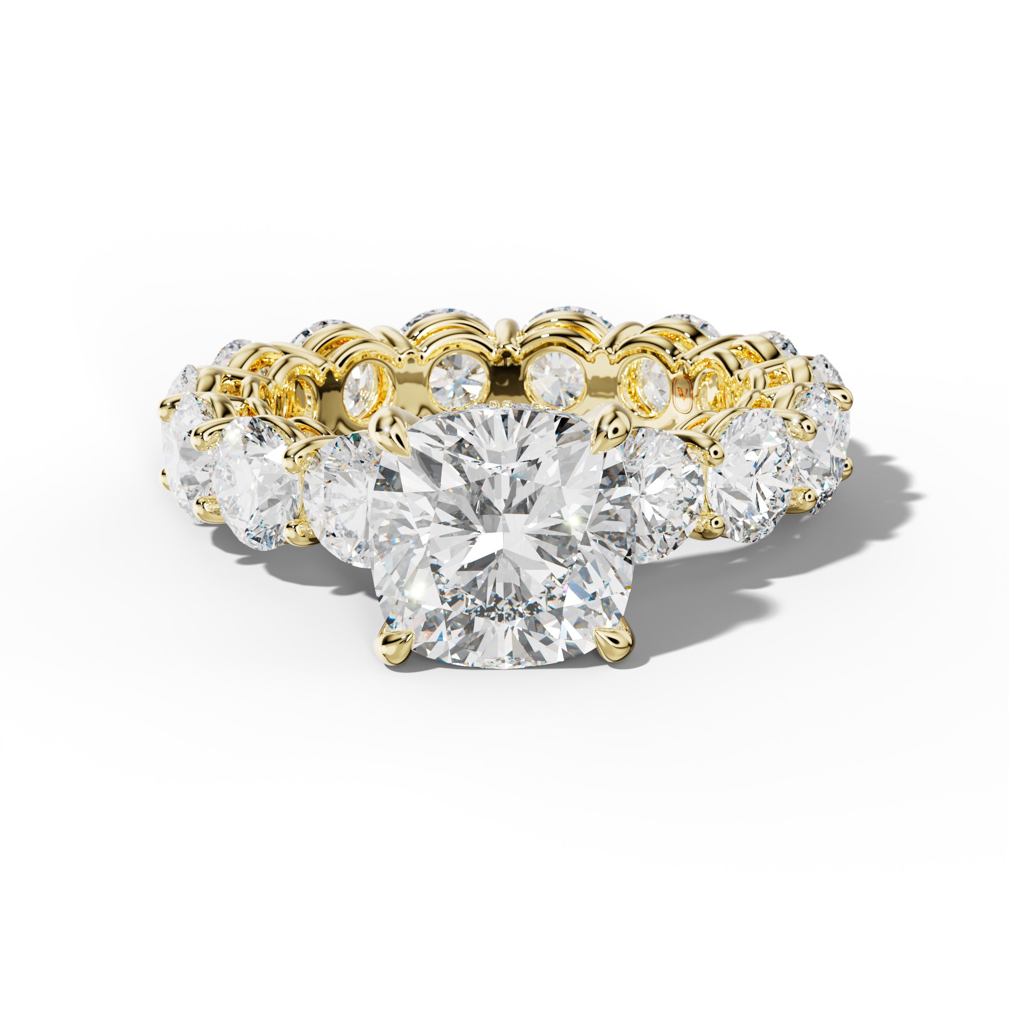 Maddie Cushion Diamond Engagement Ring With Round Side Stones