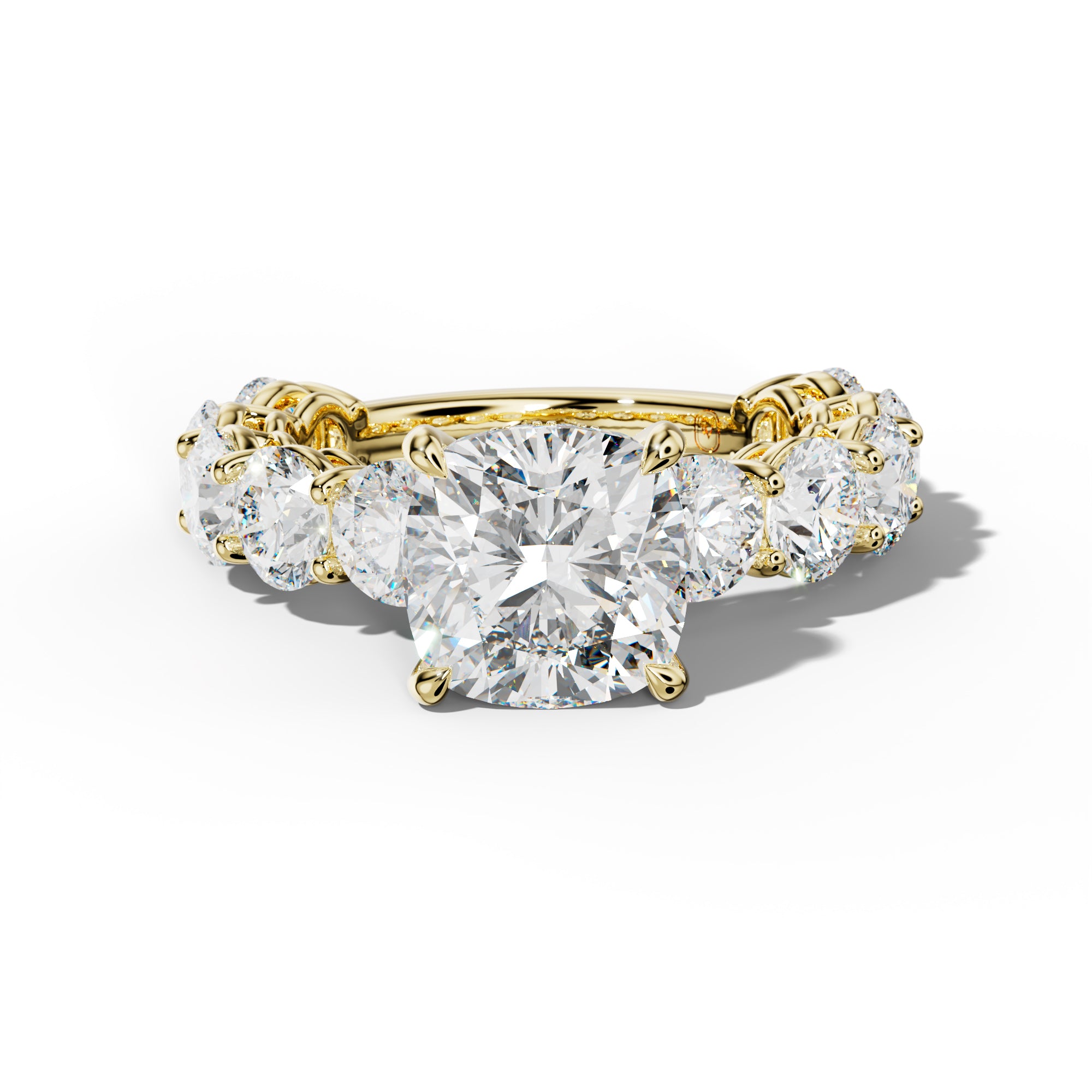 Johanna Cushion Diamond Engagement Ring With Round Side Stones