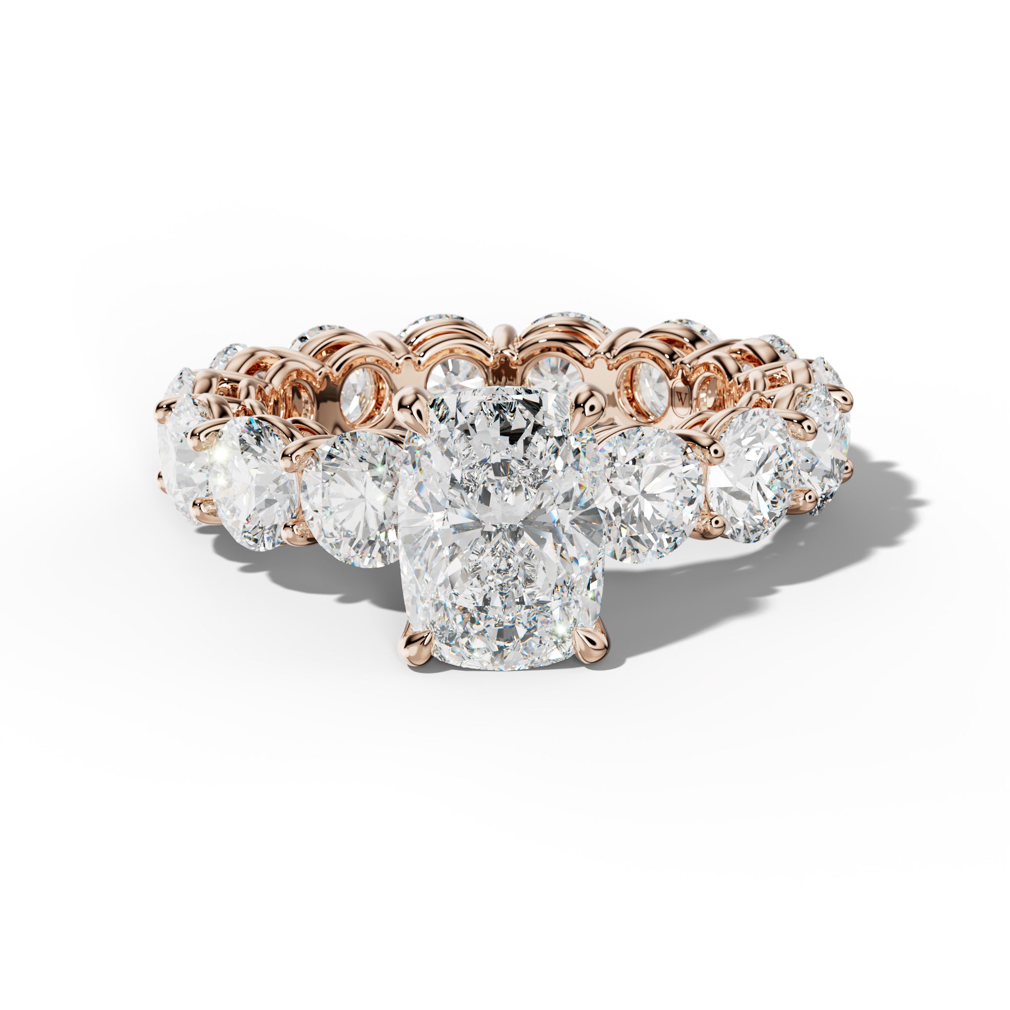 Maddie Elongated Cushion Diamond Engagement Ring With Round Side Stones
