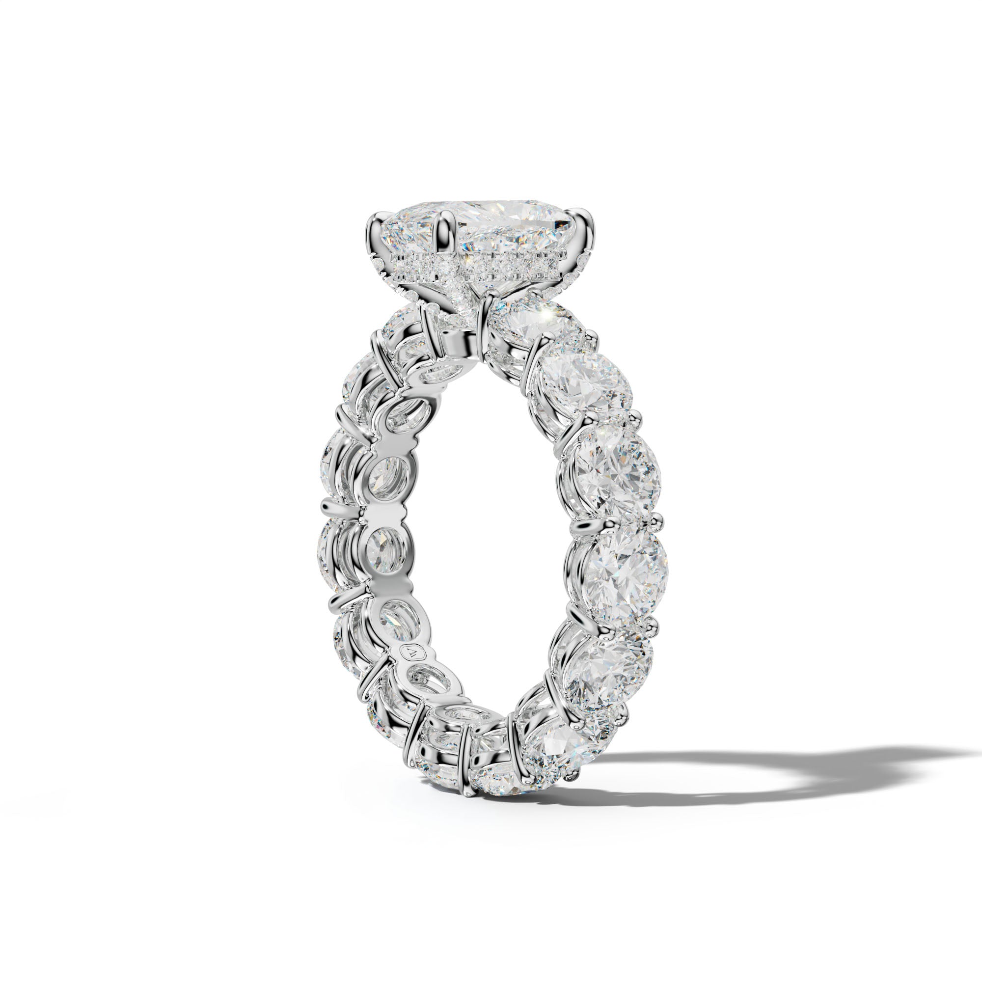 Maddie Elongated Cushion Diamond Engagement Ring With Round Side Stones