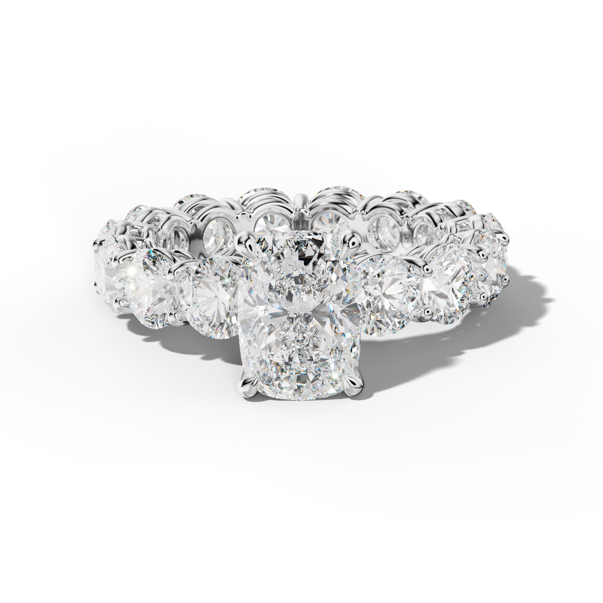 Maddie Elongated Cushion Diamond Engagement Ring With Round Side Stones
