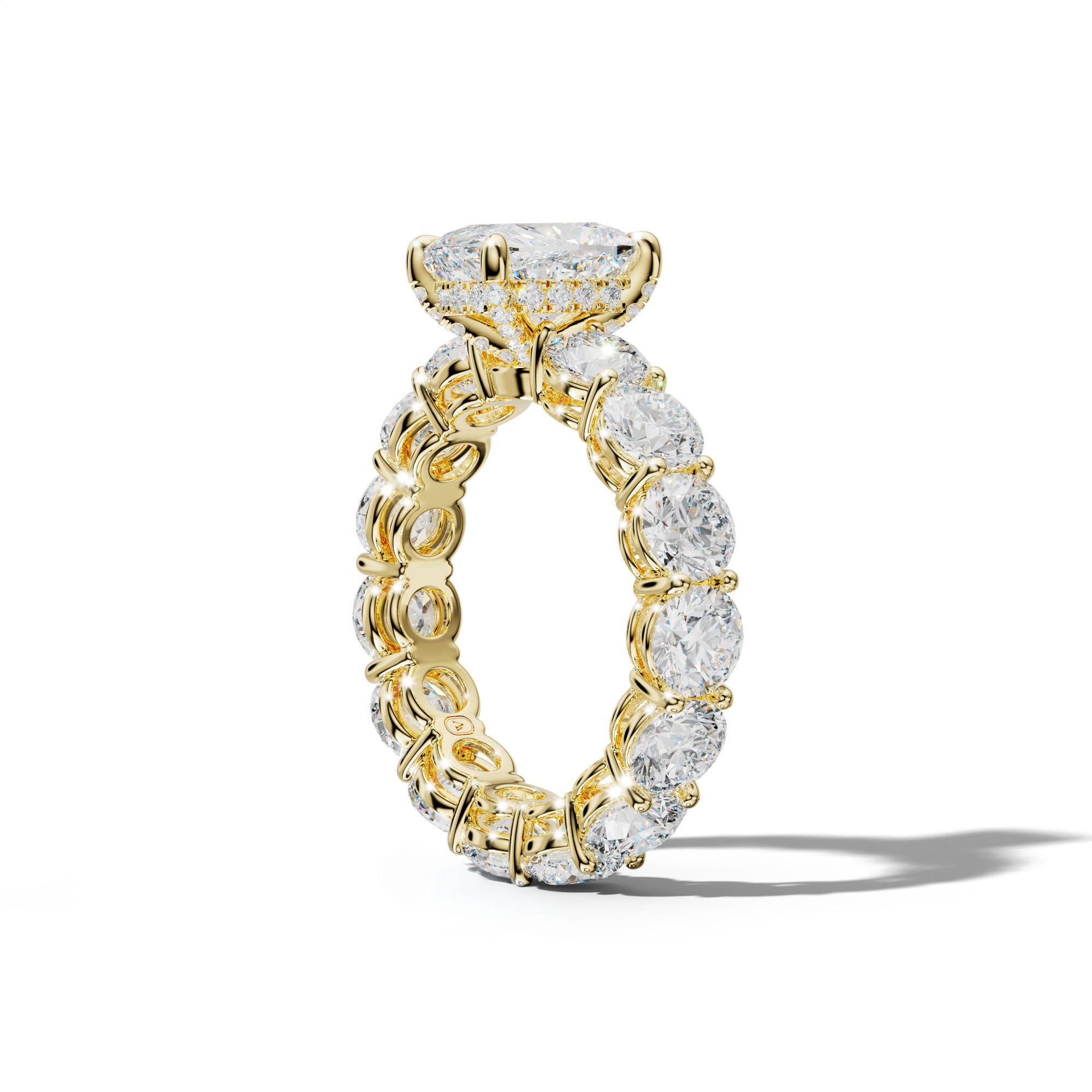 Maddie Elongated Cushion Diamond Engagement Ring With Round Side Stones
