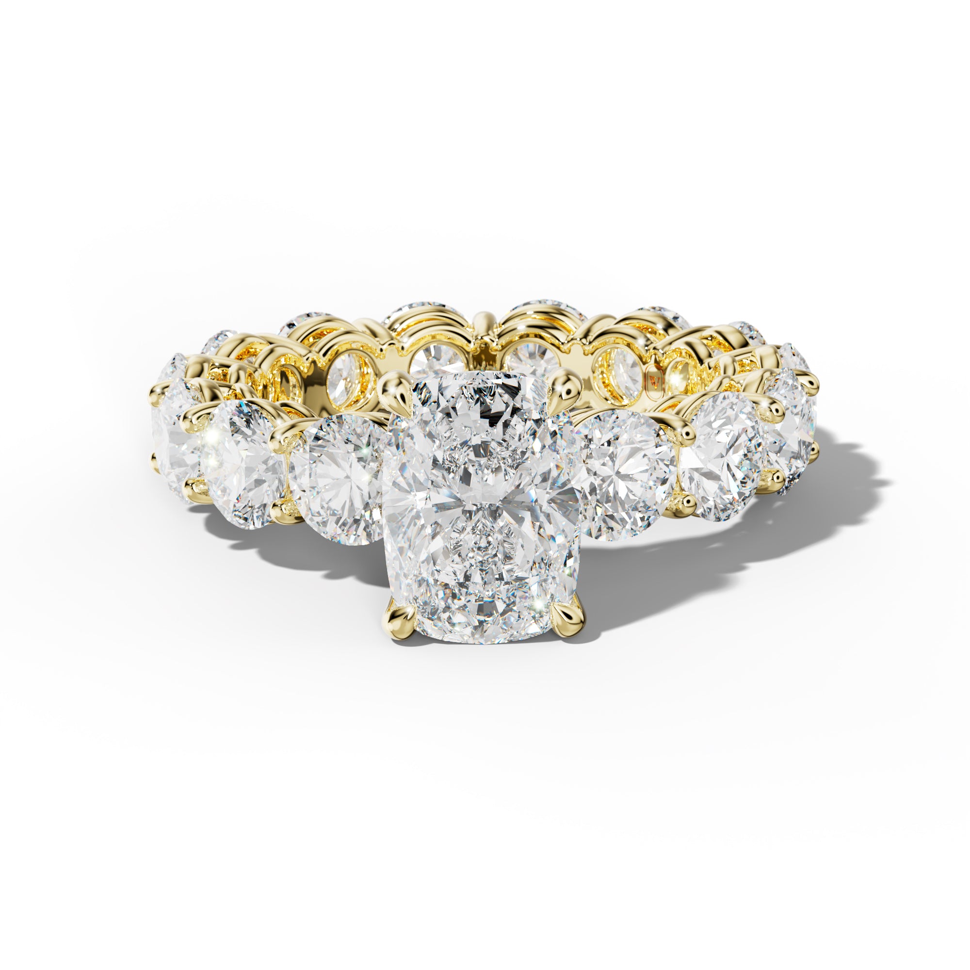 Maddie Elongated Cushion Diamond Engagement Ring With Round Side Stones