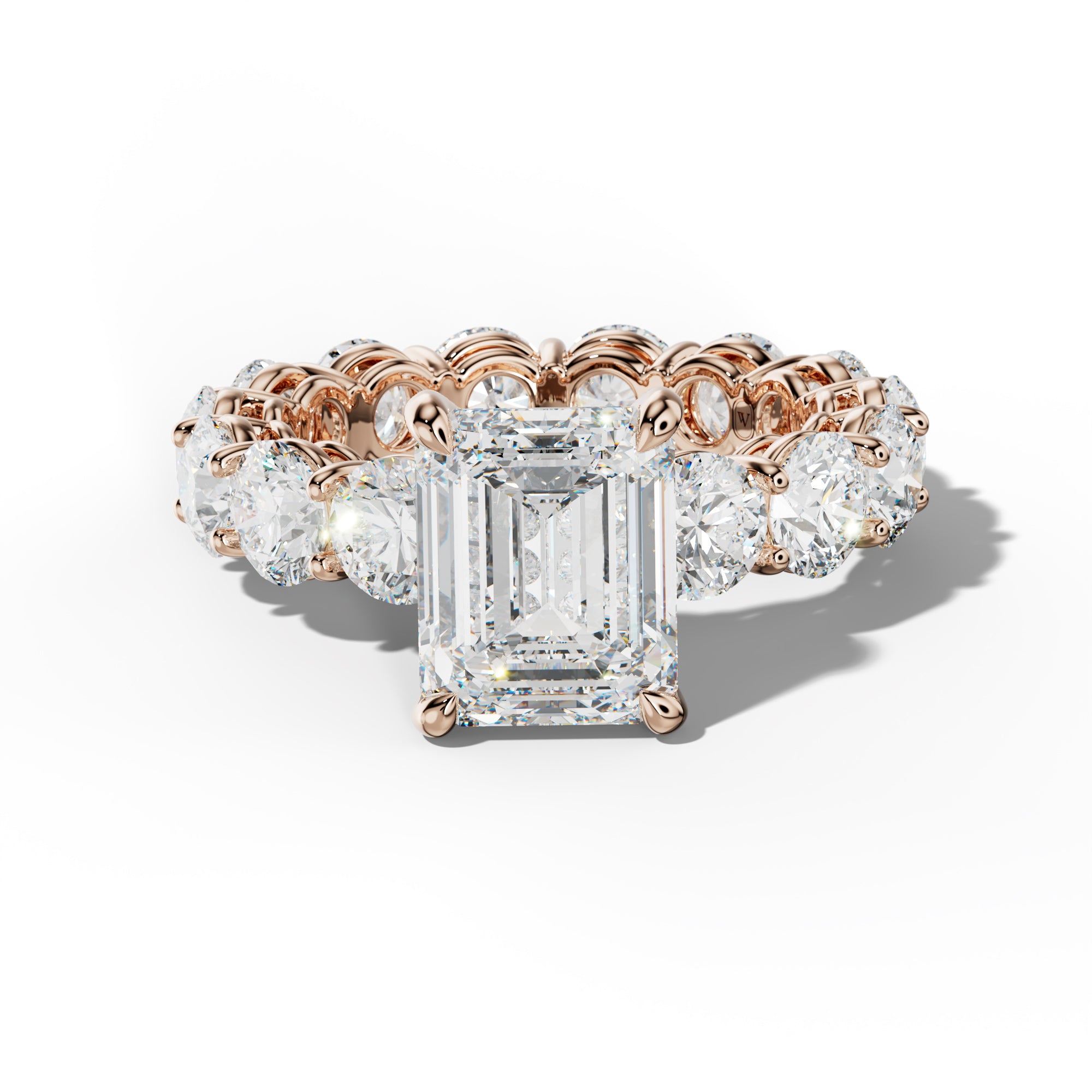 Maddie Emerald Cut Engagement Ring With Round Side Stones