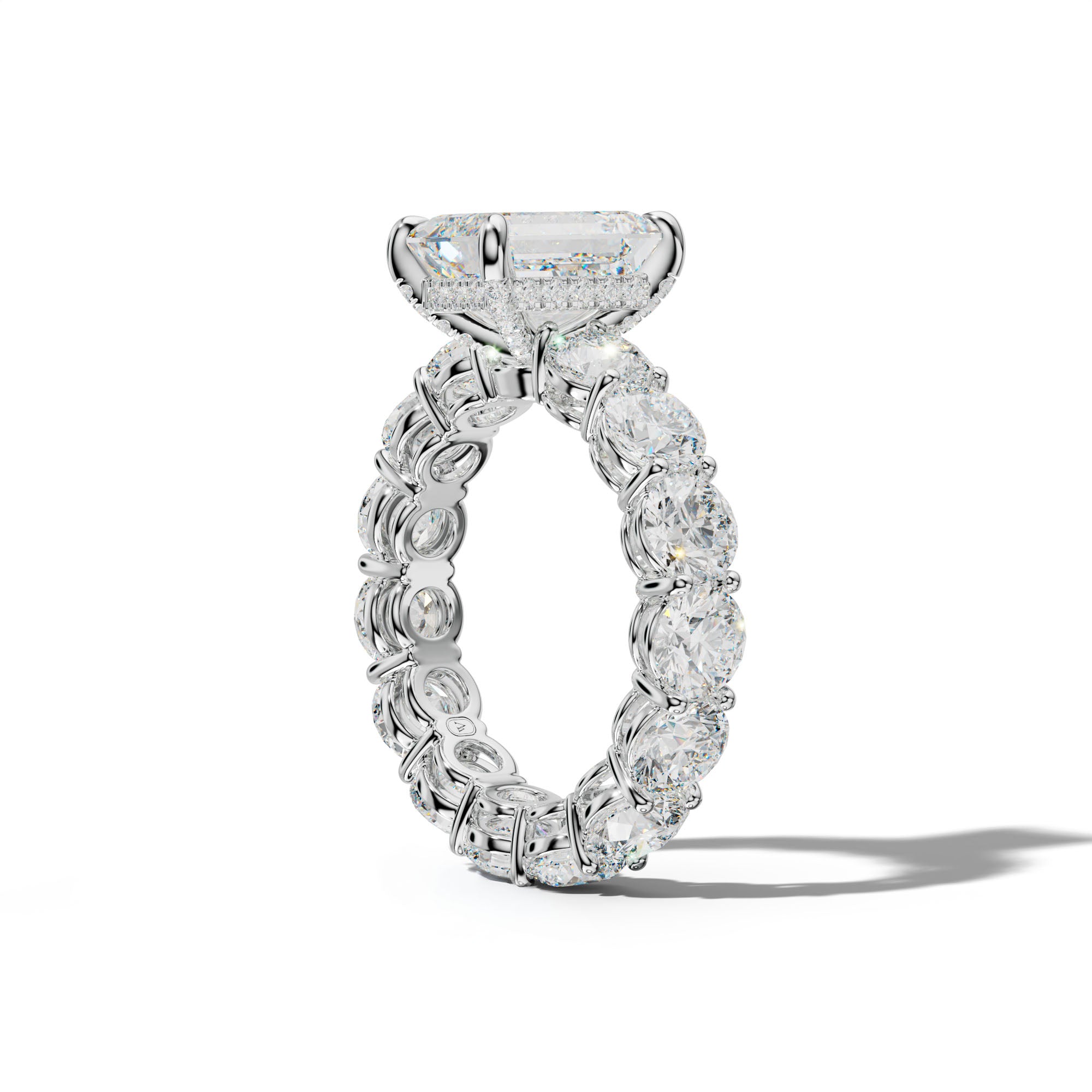 Maddie Emerald Cut Engagement Ring With Round Side Stones