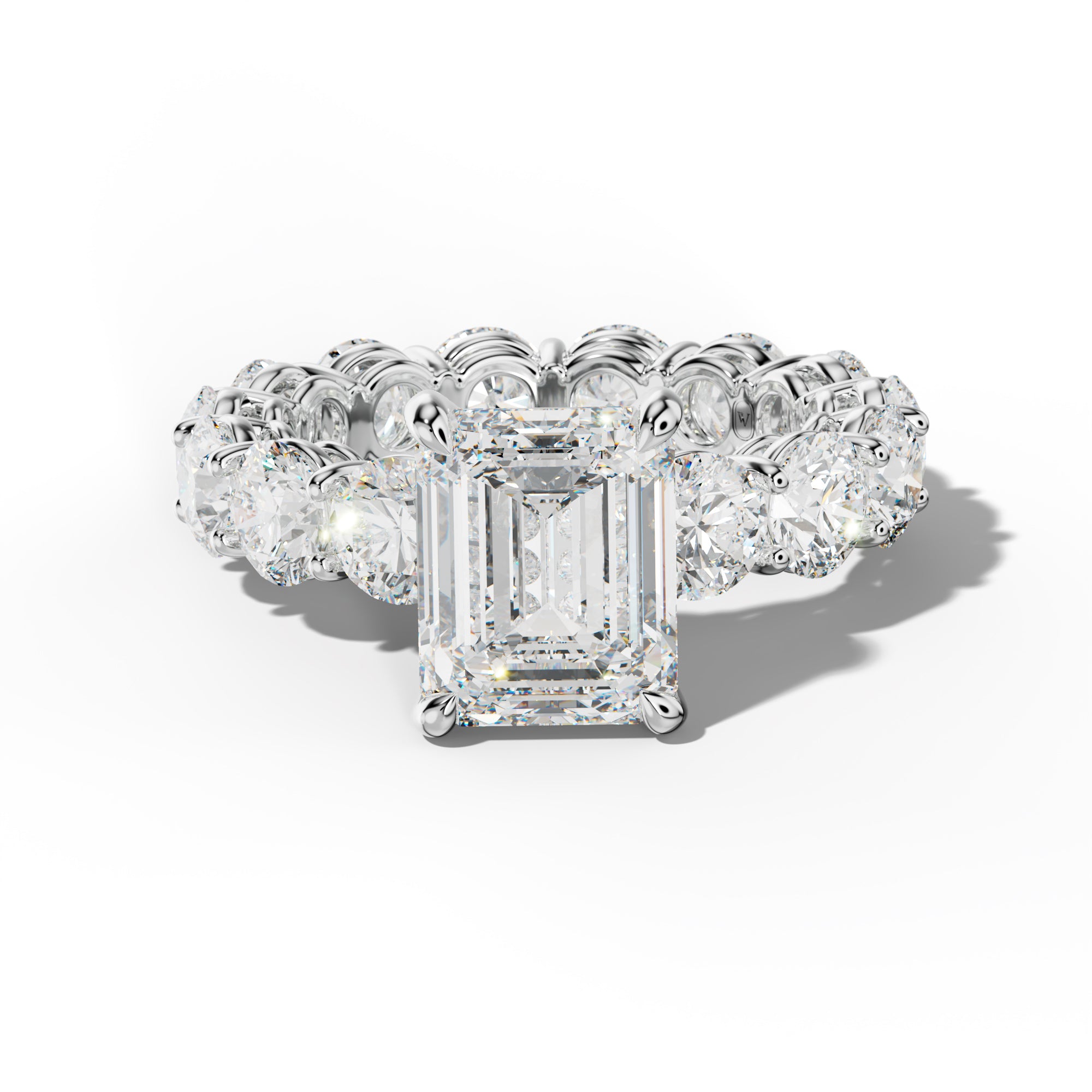 Maddie Emerald Cut Engagement Ring With Round Side Stones