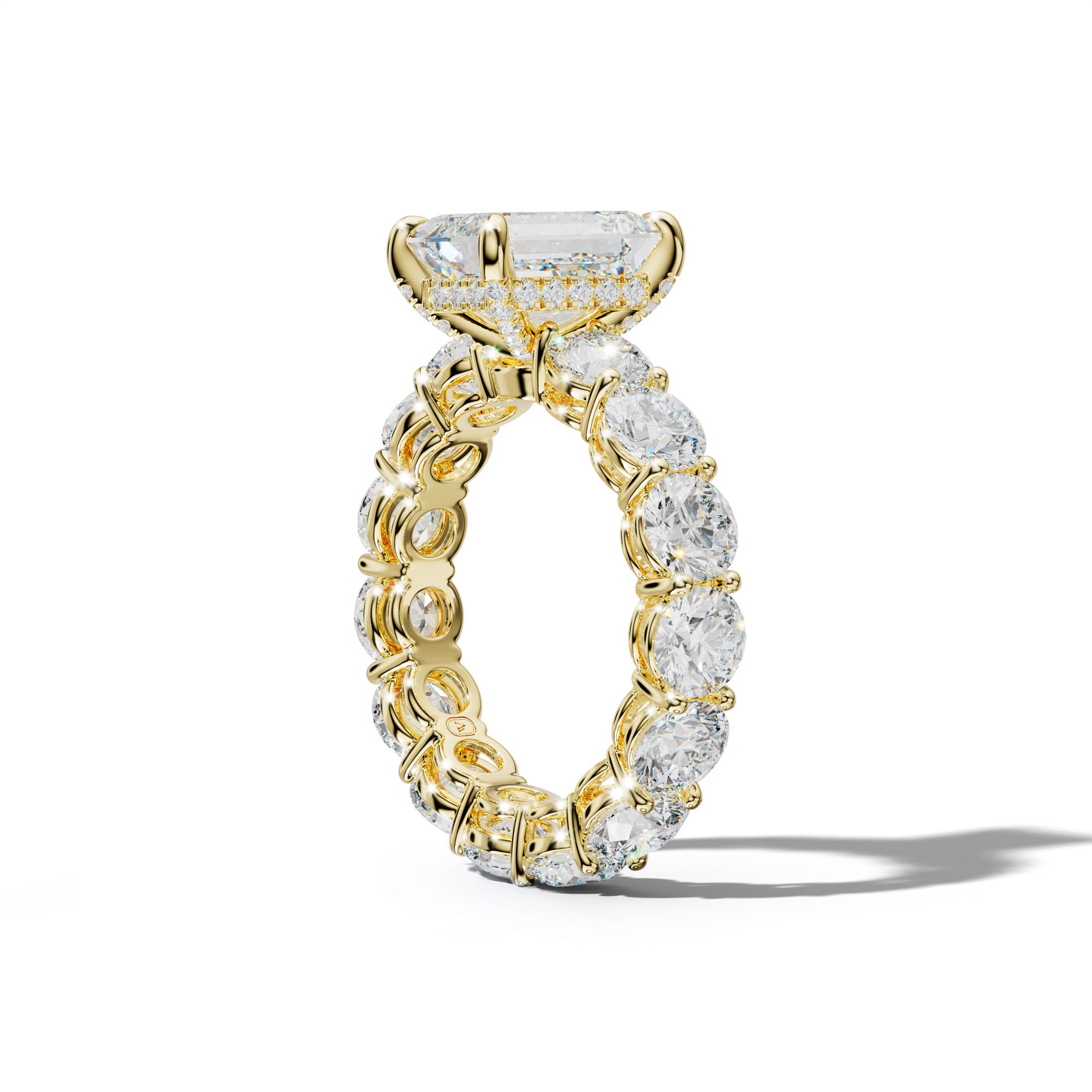 Maddie Emerald Cut Engagement Ring With Round Side Stones