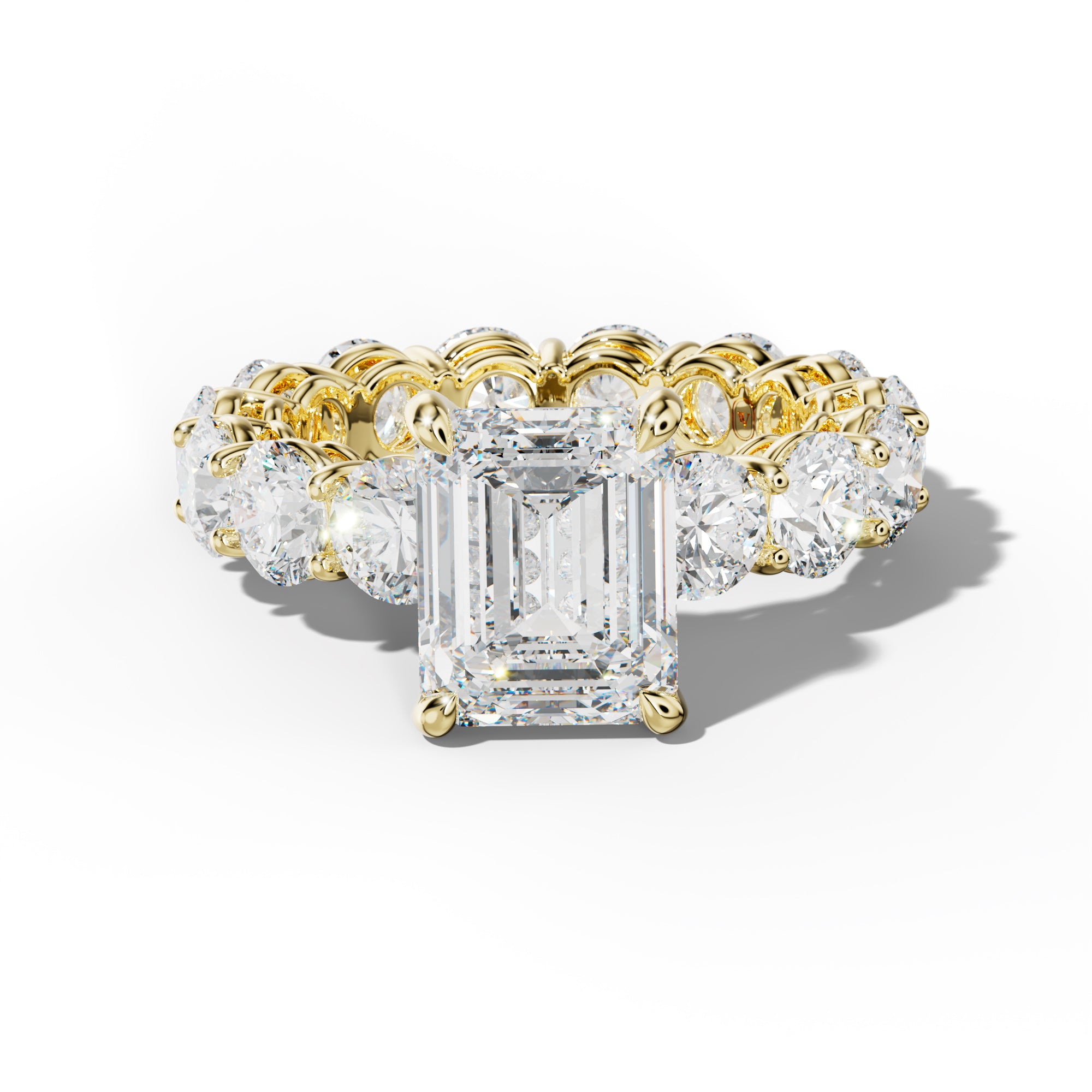 Maddie Emerald Cut Engagement Ring With Round Side Stones