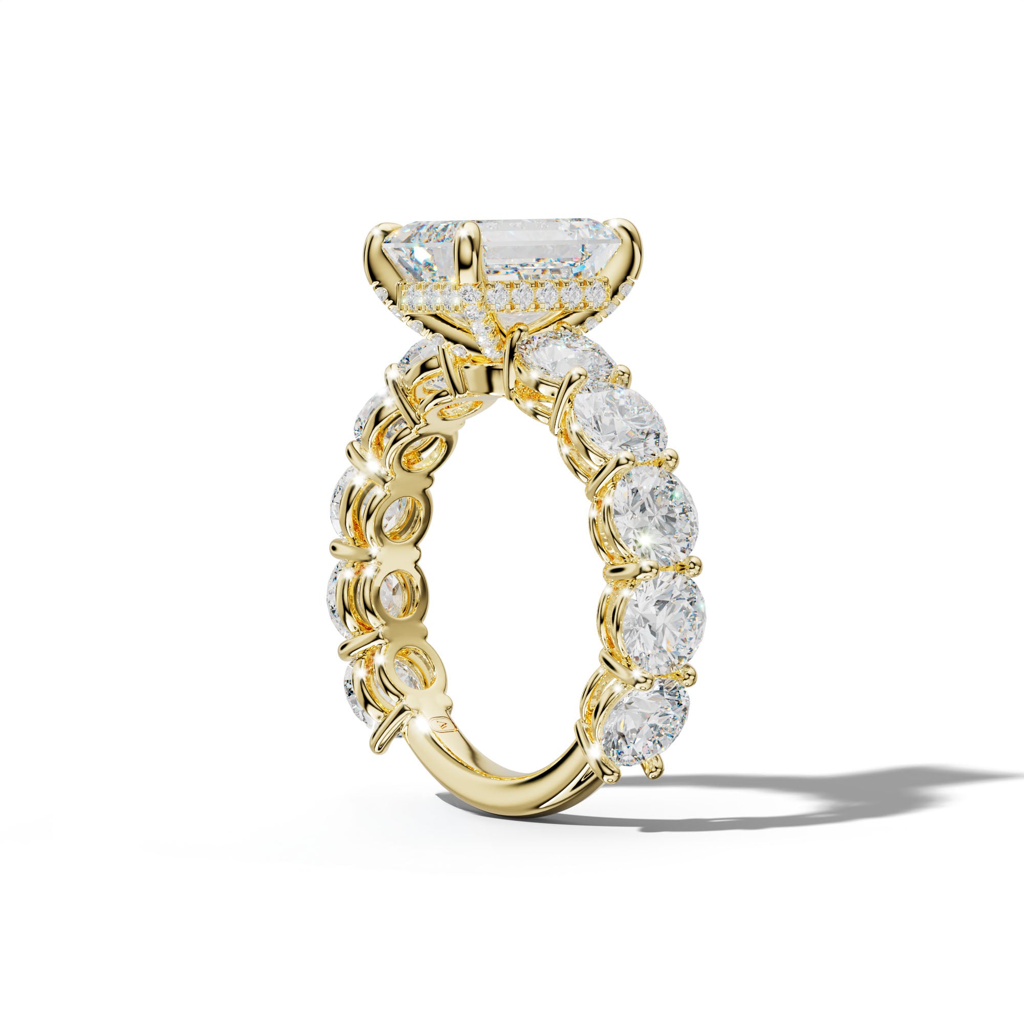Johanna Emerald Cut Engagement Ring With Round Side Stones