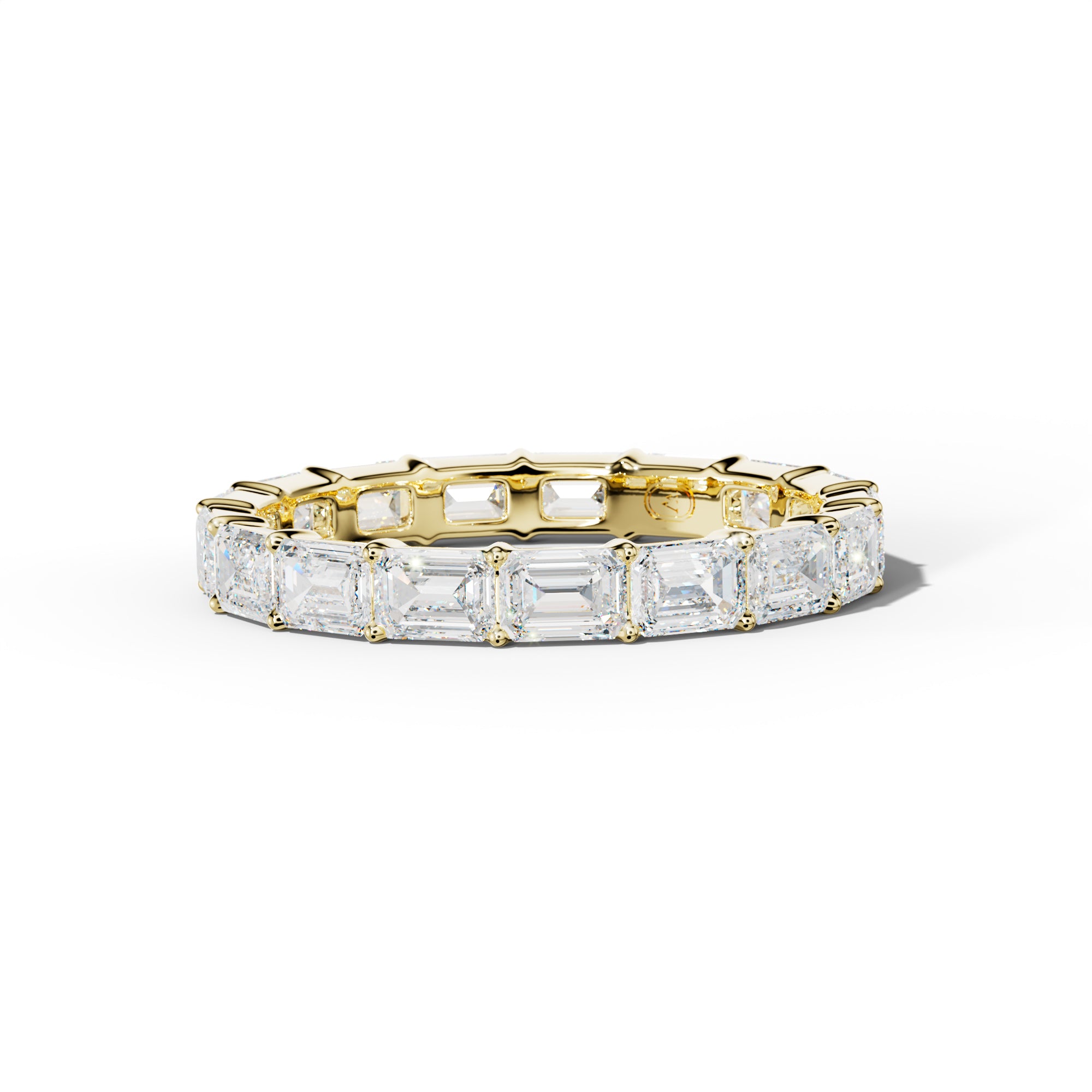 3.0 Carat East West Emerald Cut Diamond Eternity Band Shared Prong Low-Set Design  Low-Set Design