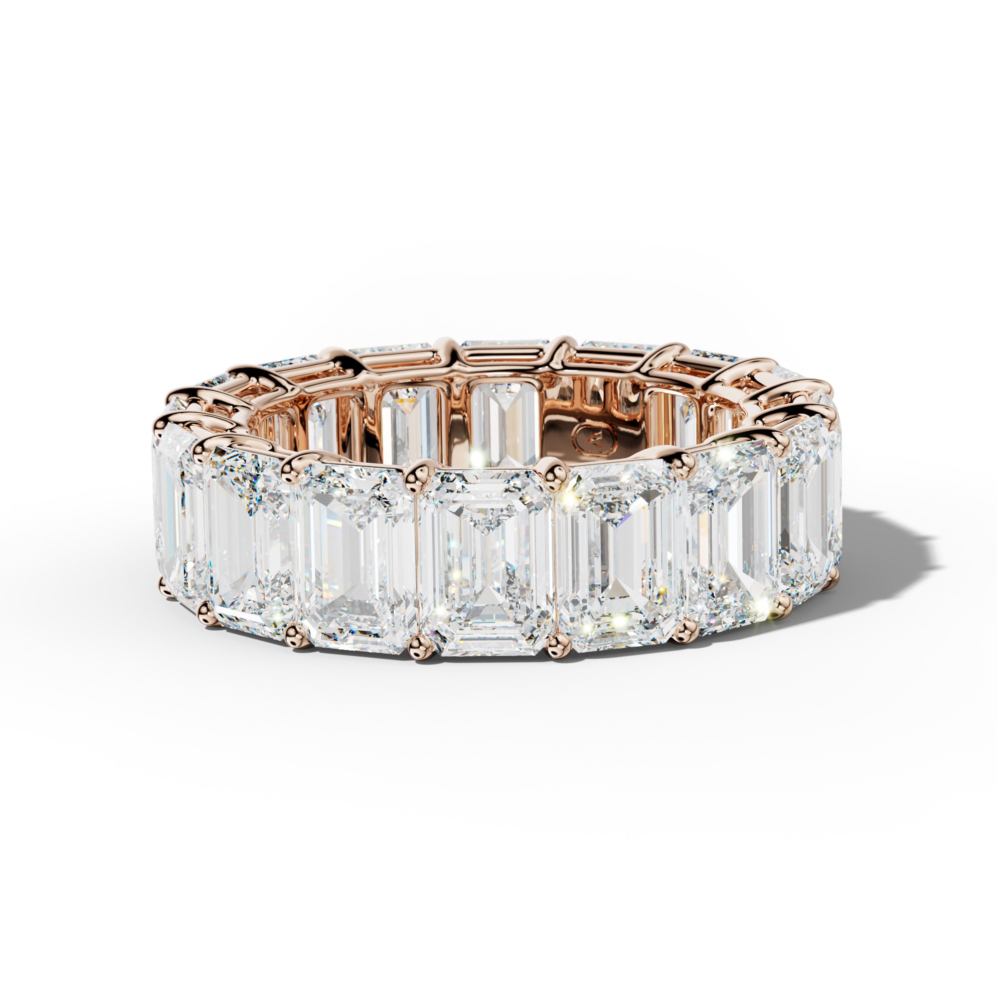 11.0 Carat Emerald Cut Diamond Eternity Band Shared Prong
