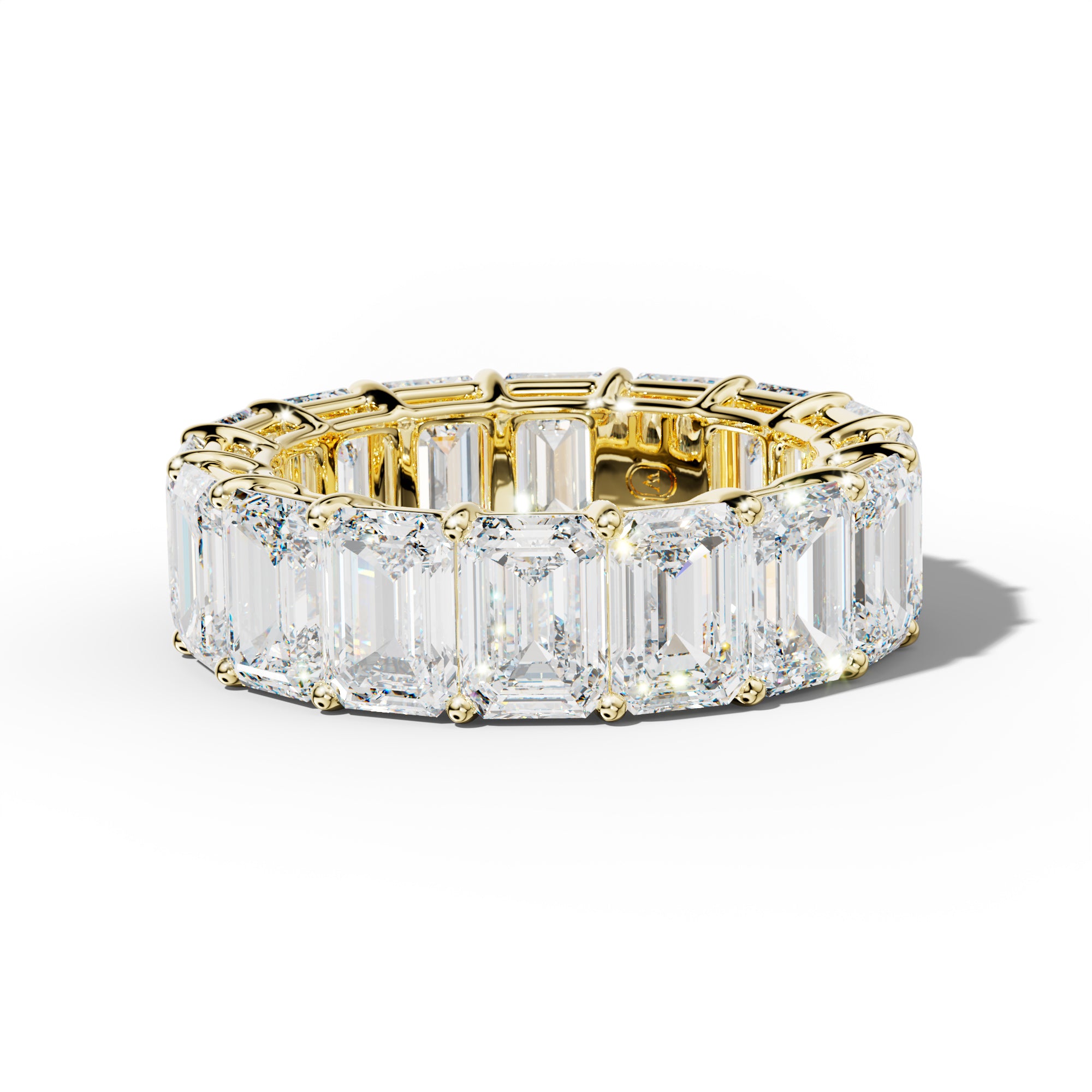 11.0 Carat Emerald Cut Diamond Eternity Band Shared Prong