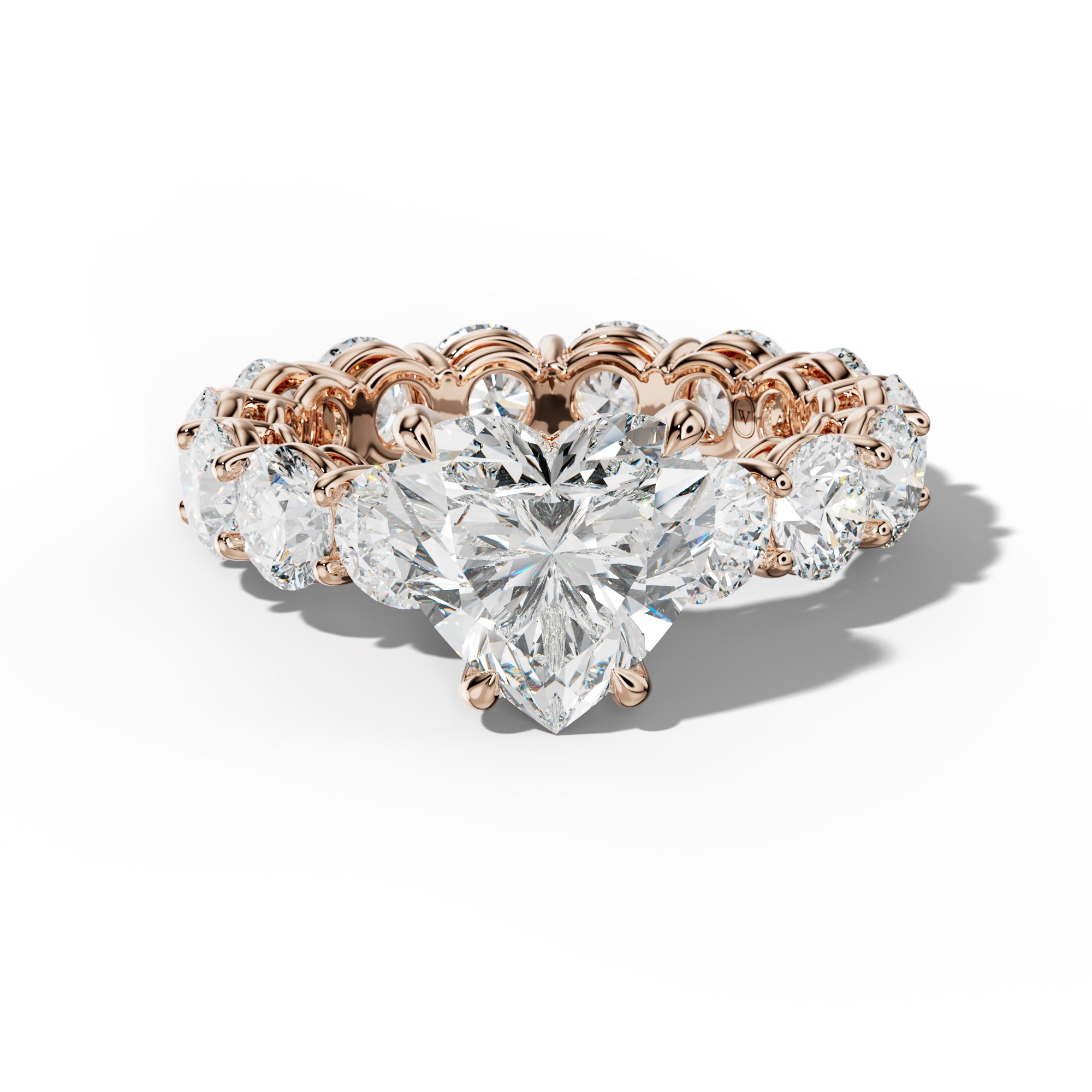 Maddie Heart Diamond Engagement Ring With Round Side Stones
