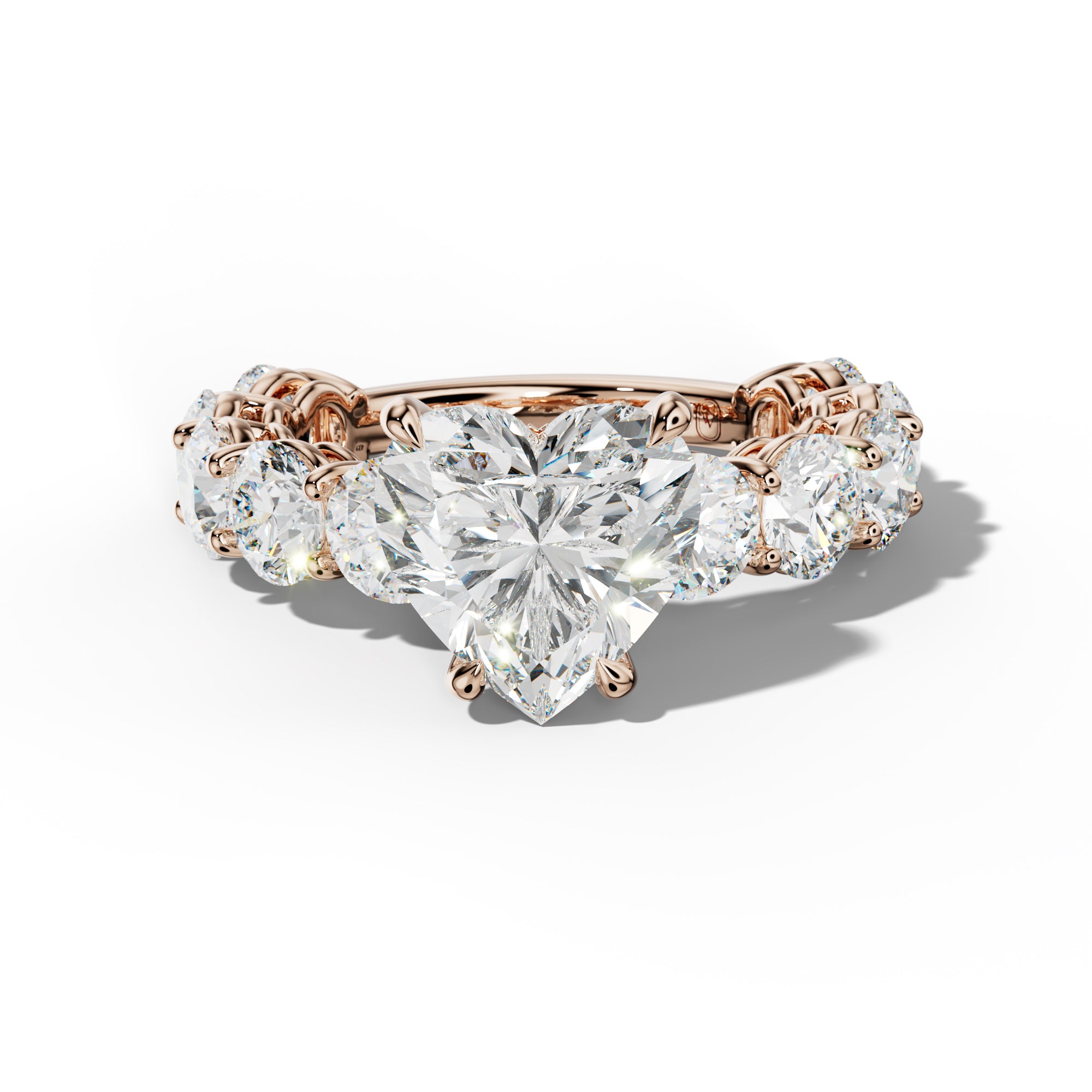 Johanna Heart Diamond Engagement Ring With Round Side Stones
