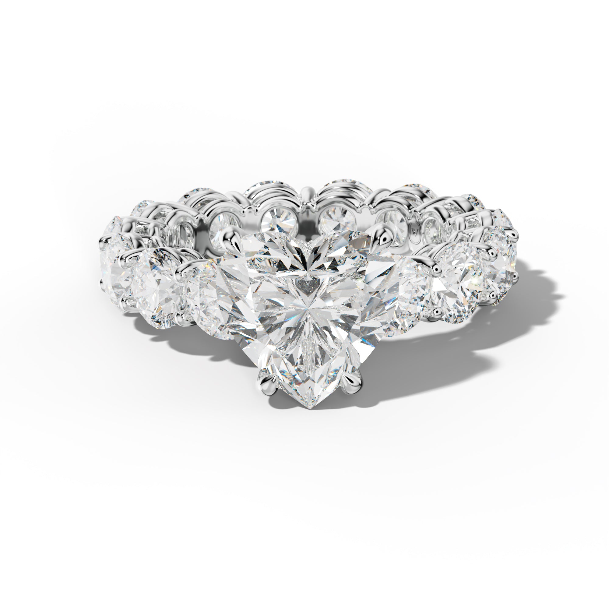 Maddie Heart Diamond Engagement Ring With Round Side Stones