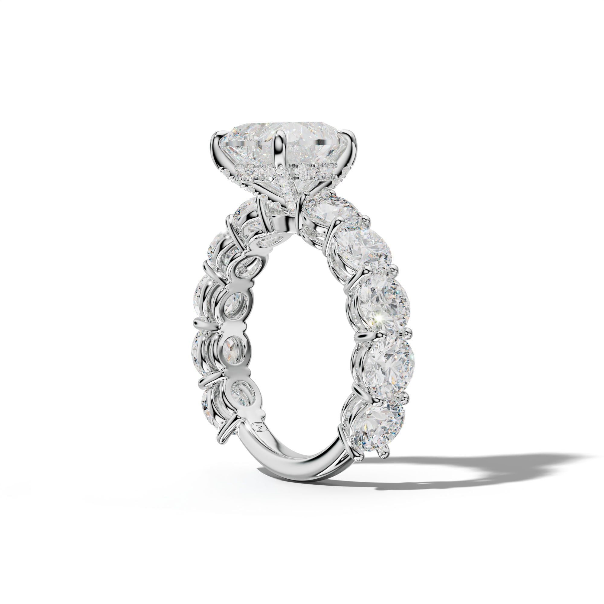 Johanna Heart Diamond Engagement Ring With Round Side Stones