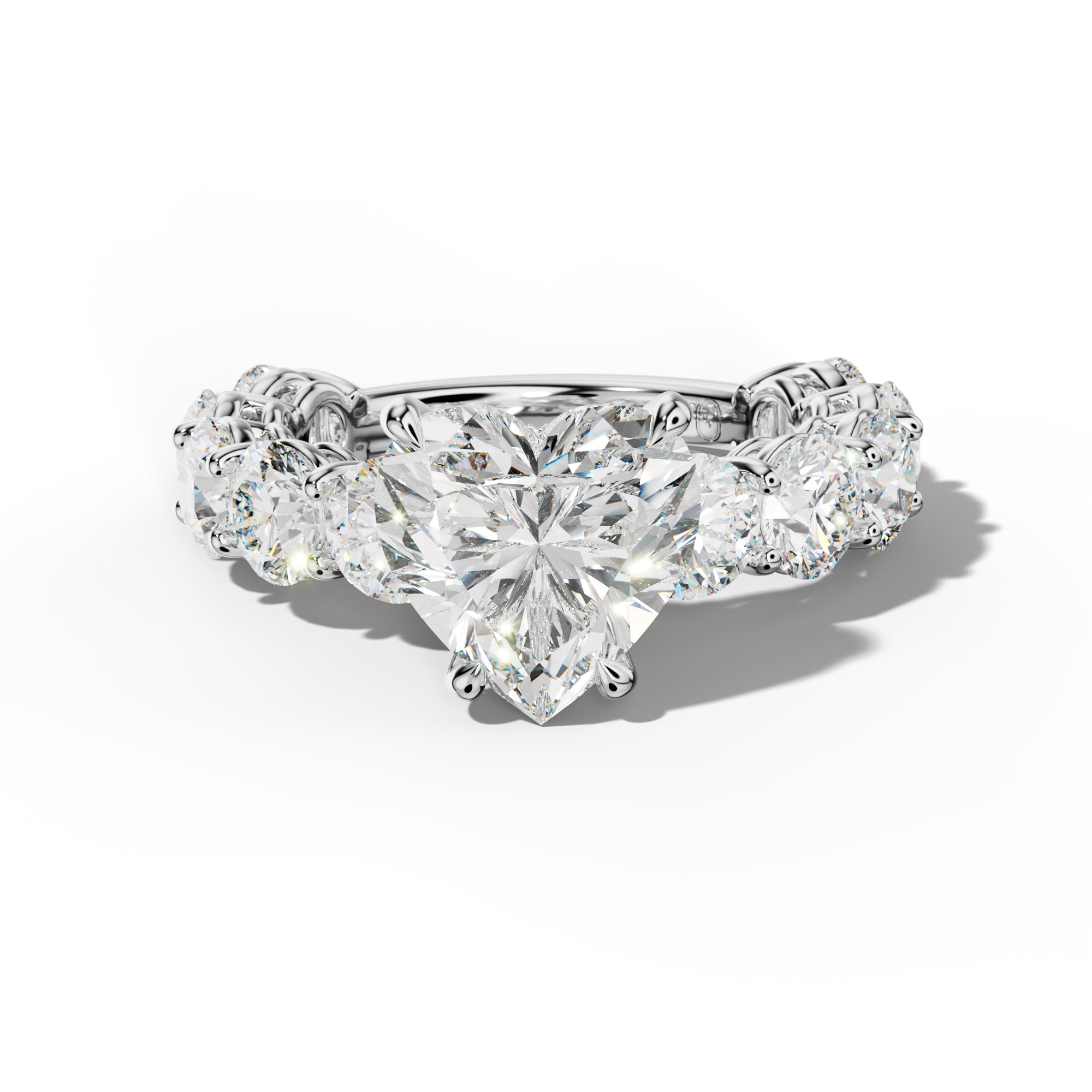 Johanna Heart Diamond Engagement Ring With Round Side Stones