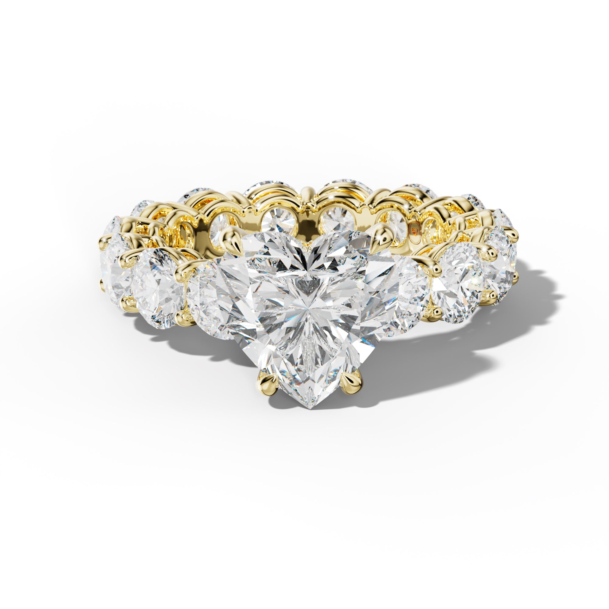 Maddie Heart Diamond Engagement Ring With Round Side Stones