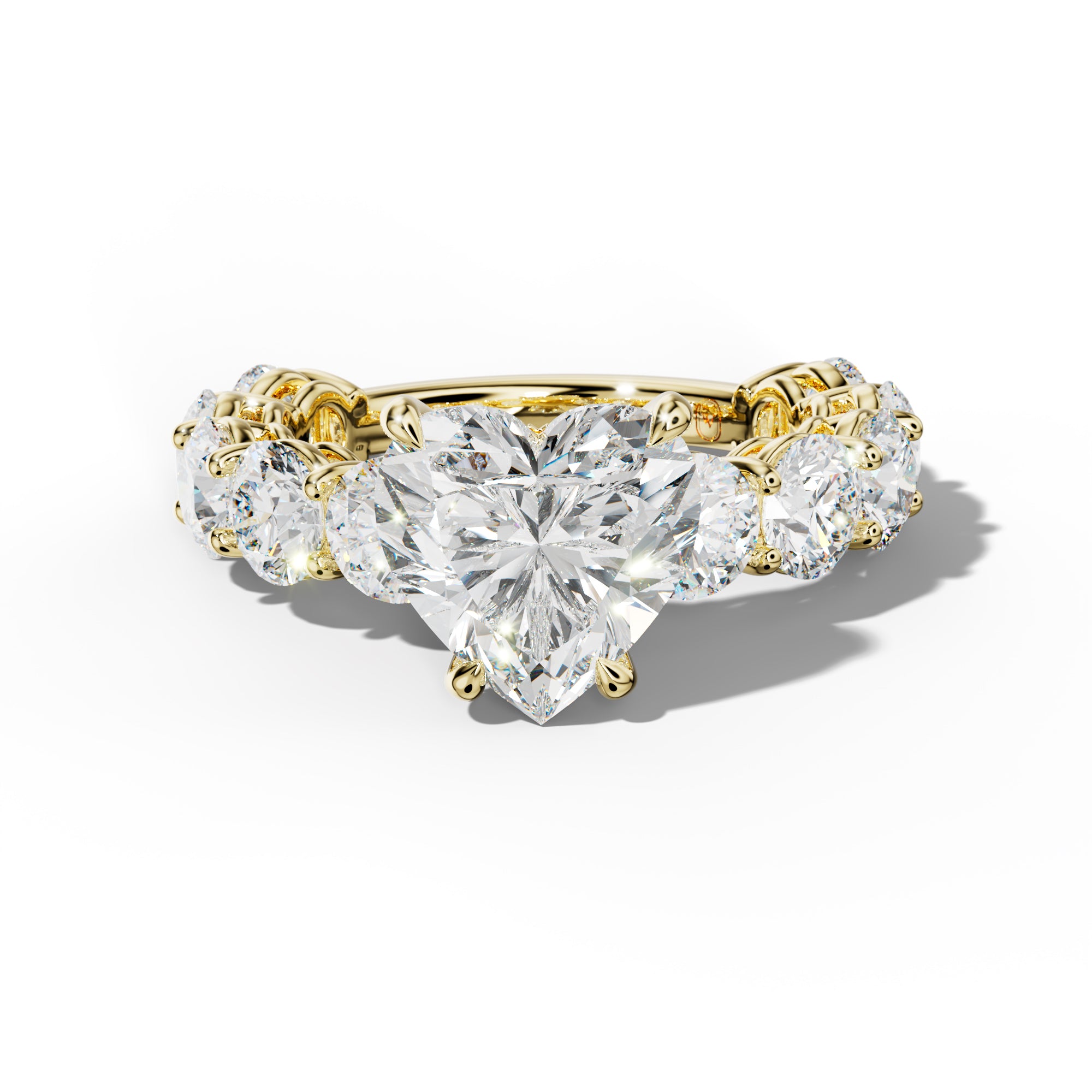 Johanna Heart Diamond Engagement Ring With Round Side Stones