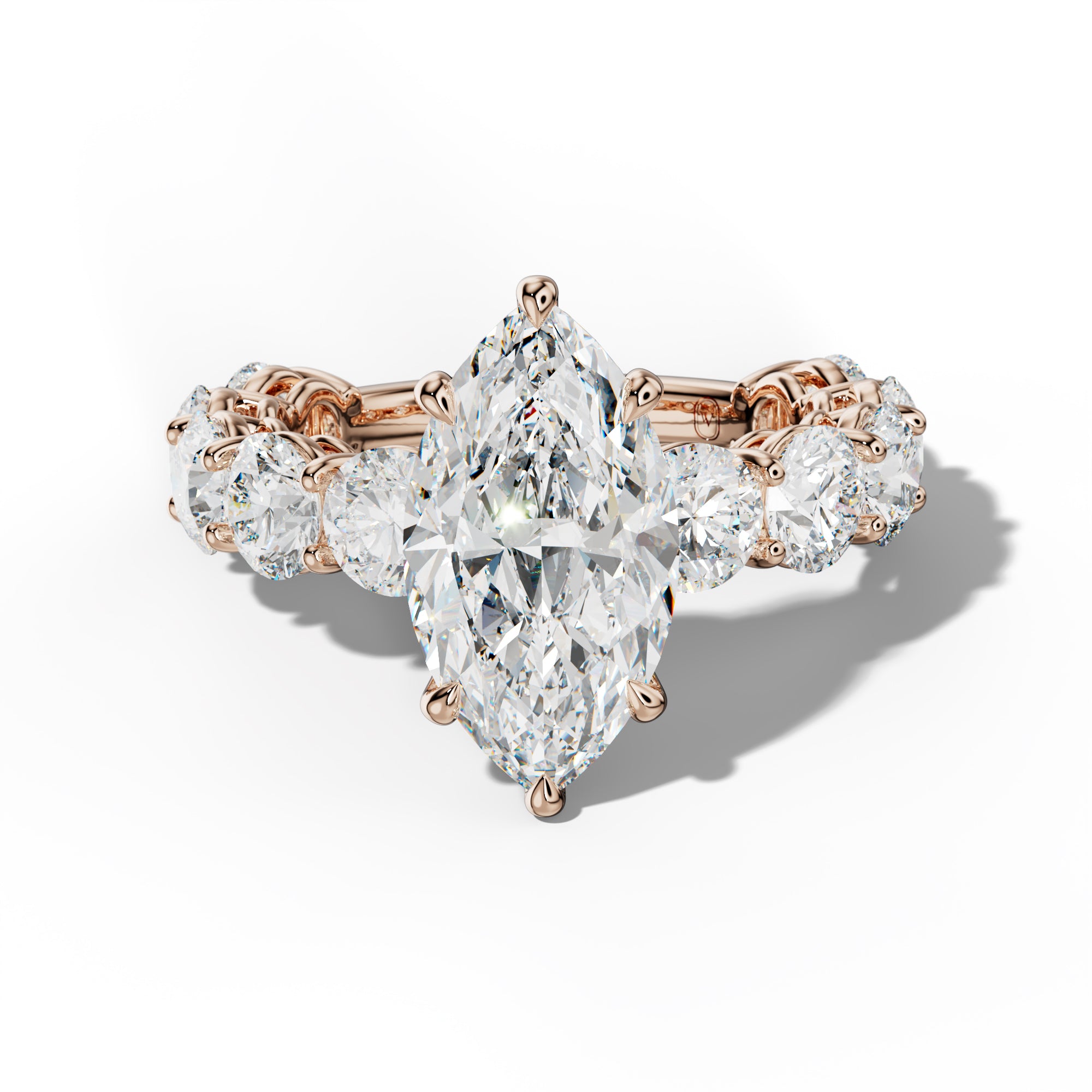 Johanna Marquise Diamond Engagement Ring With Round Side Stones