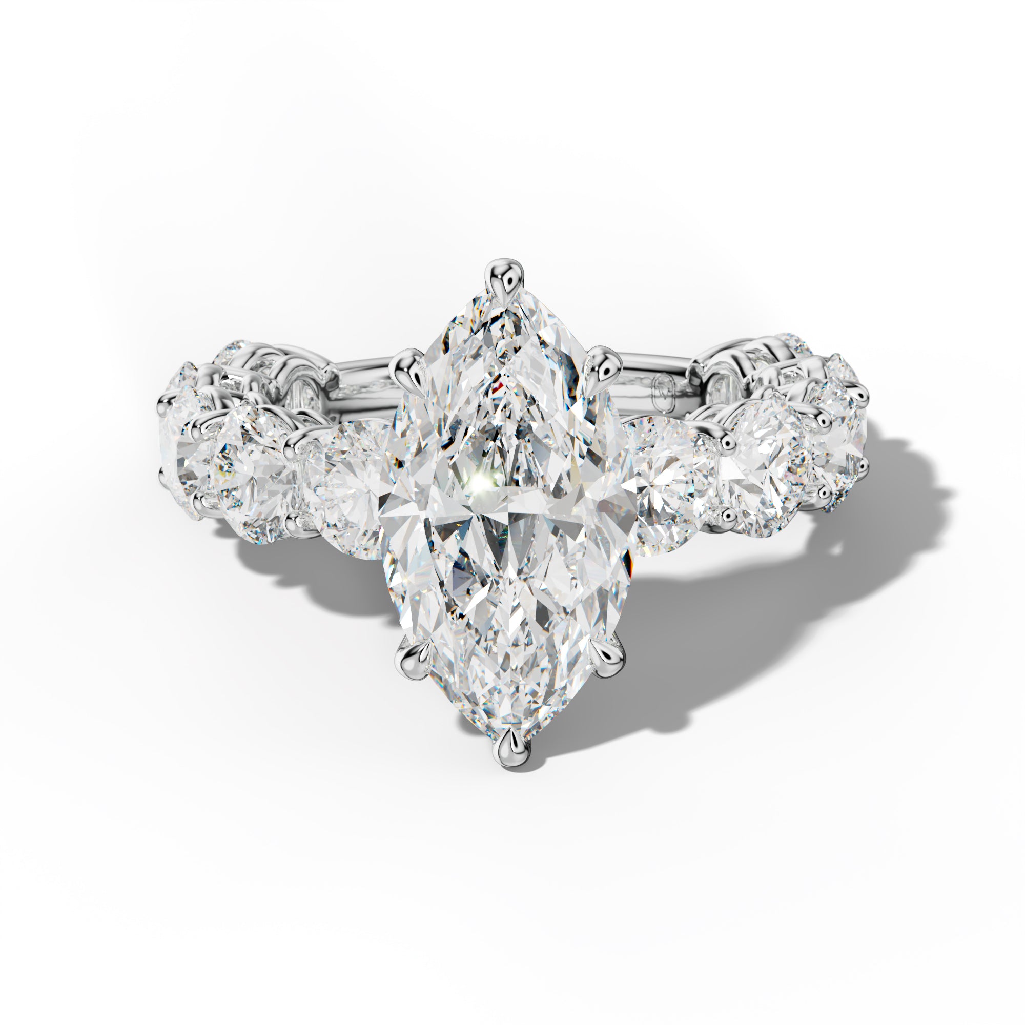 Johanna Marquise Diamond Engagement Ring With Round Side Stones