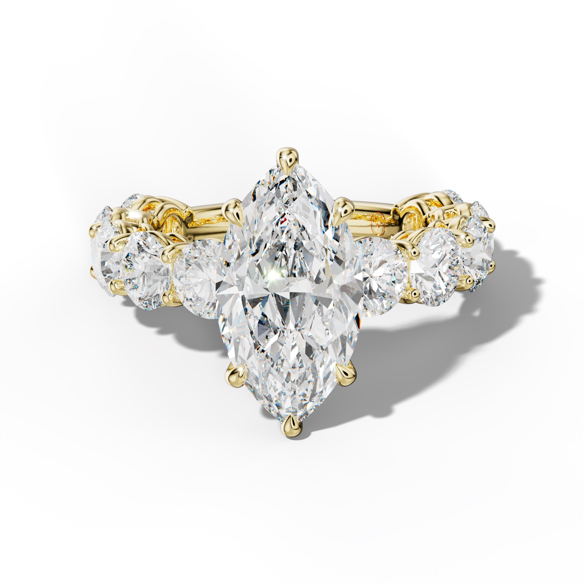 Johanna Marquise Diamond Engagement Ring With Round Side Stones