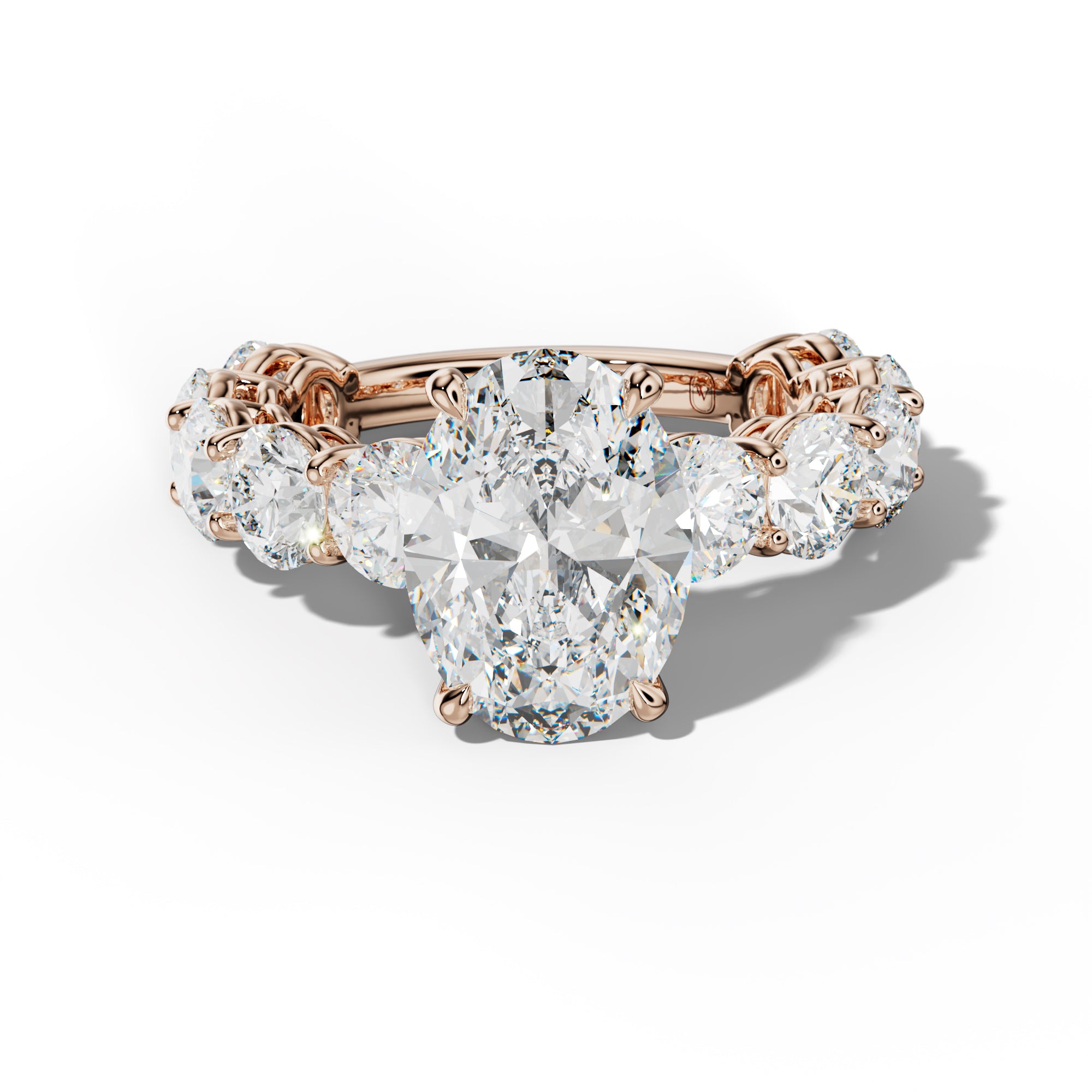 Johanna Oval Diamond Engagement Ring With Round Side Stones