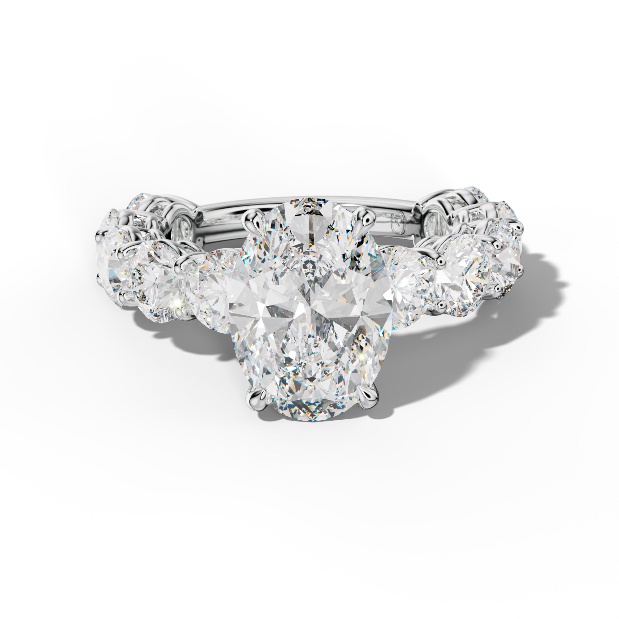 Johanna Oval Diamond Engagement Ring With Round Side Stones