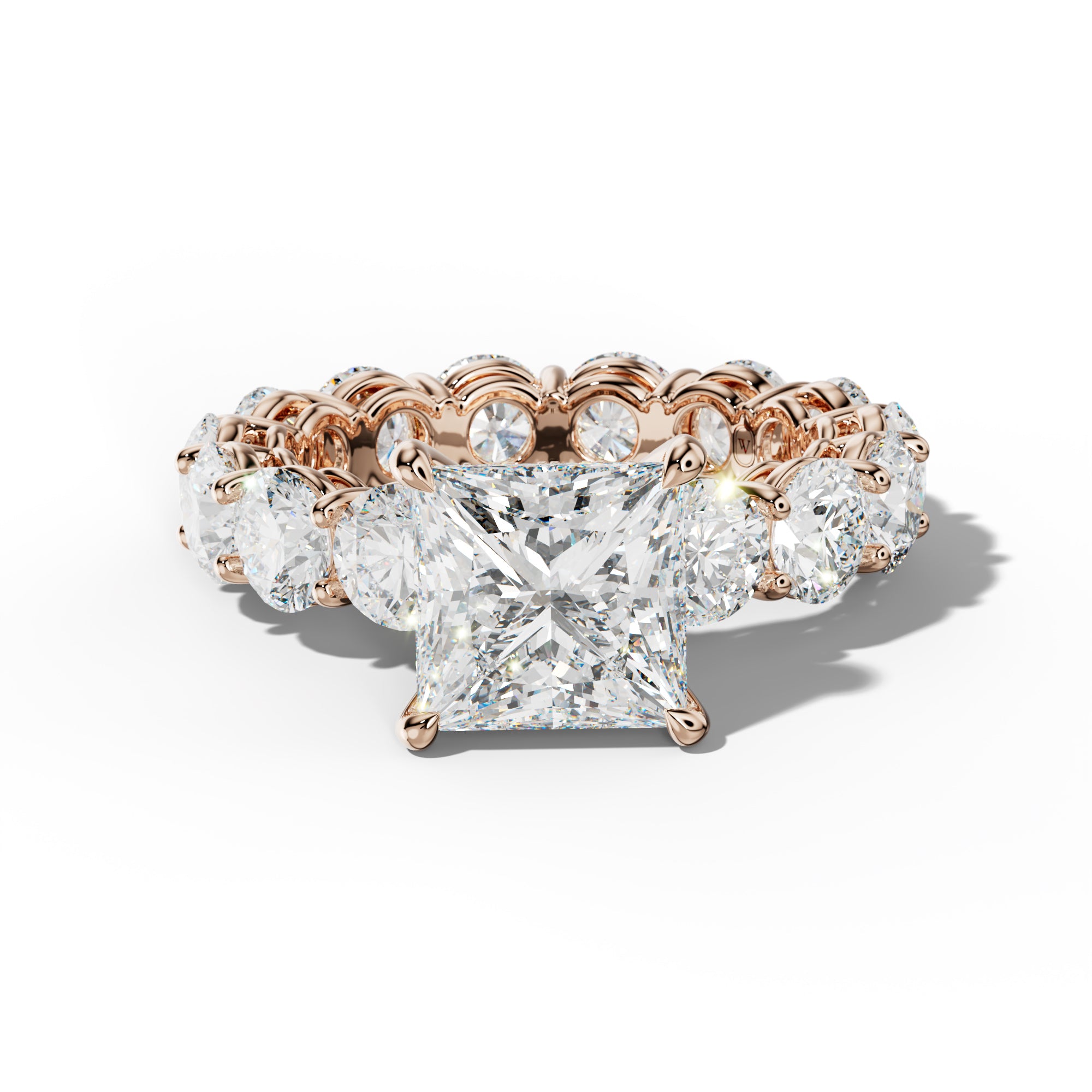 Maddie Princess Cut Engagement Ring With Round Side Stones
