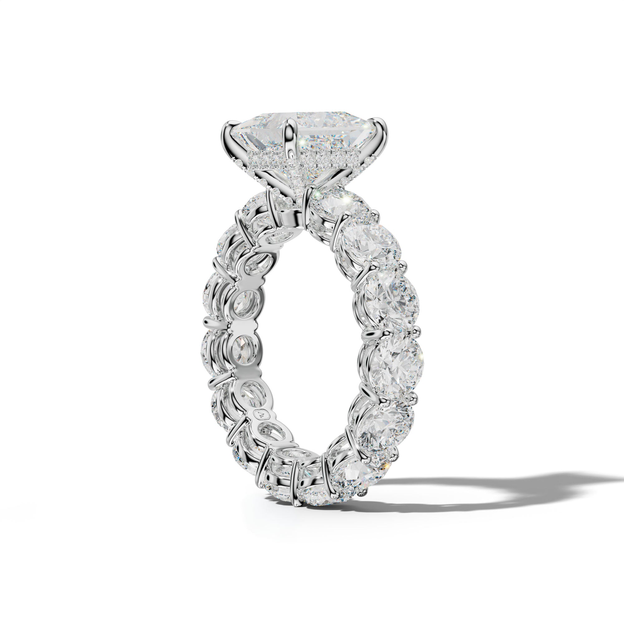 Maddie Princess Cut Engagement Ring With Round Side Stones