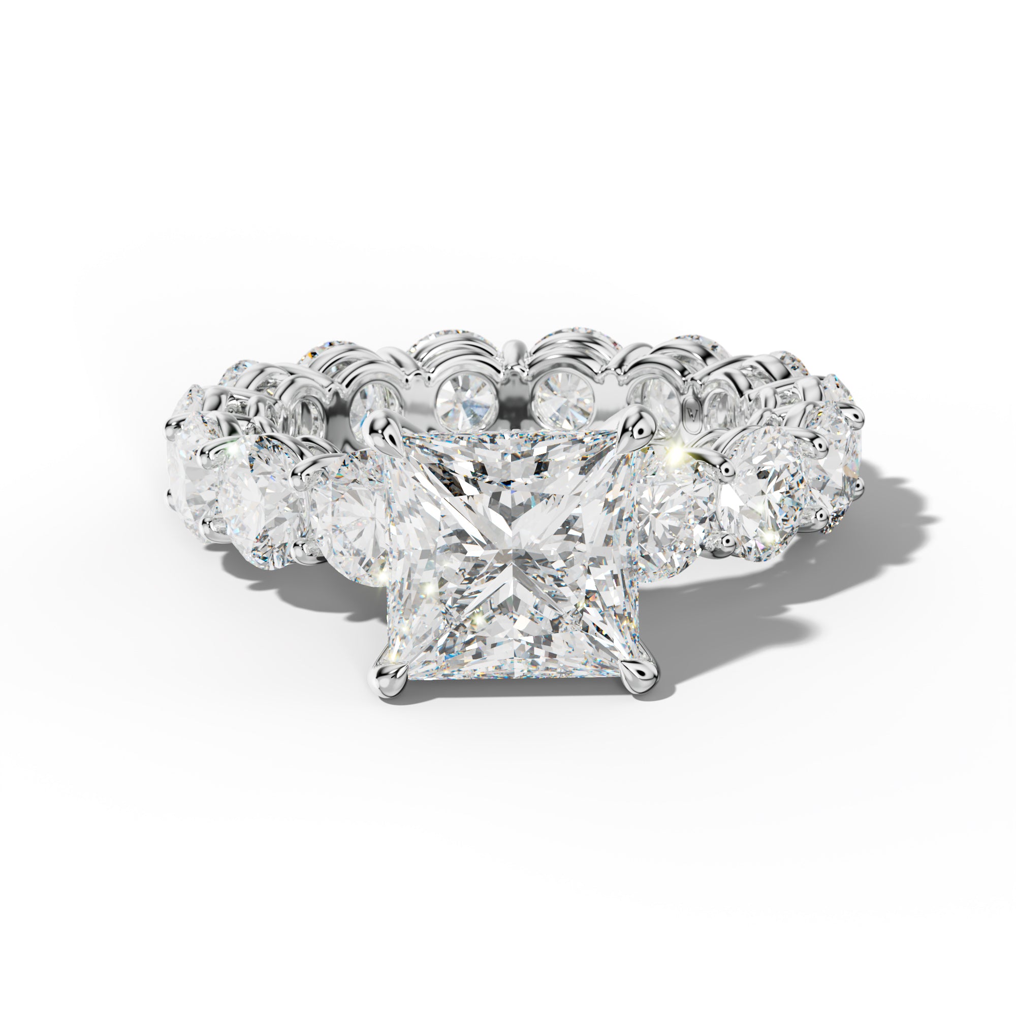 Maddie Princess Cut Engagement Ring With Round Side Stones