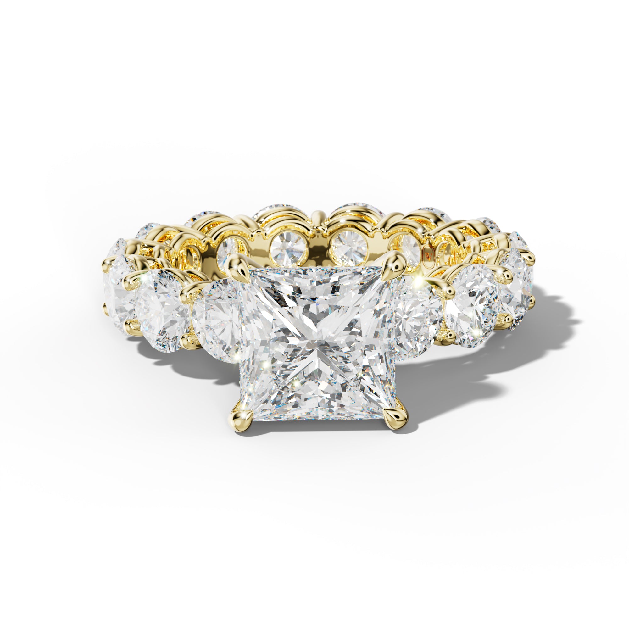 Maddie Princess Cut Engagement Ring With Round Side Stones