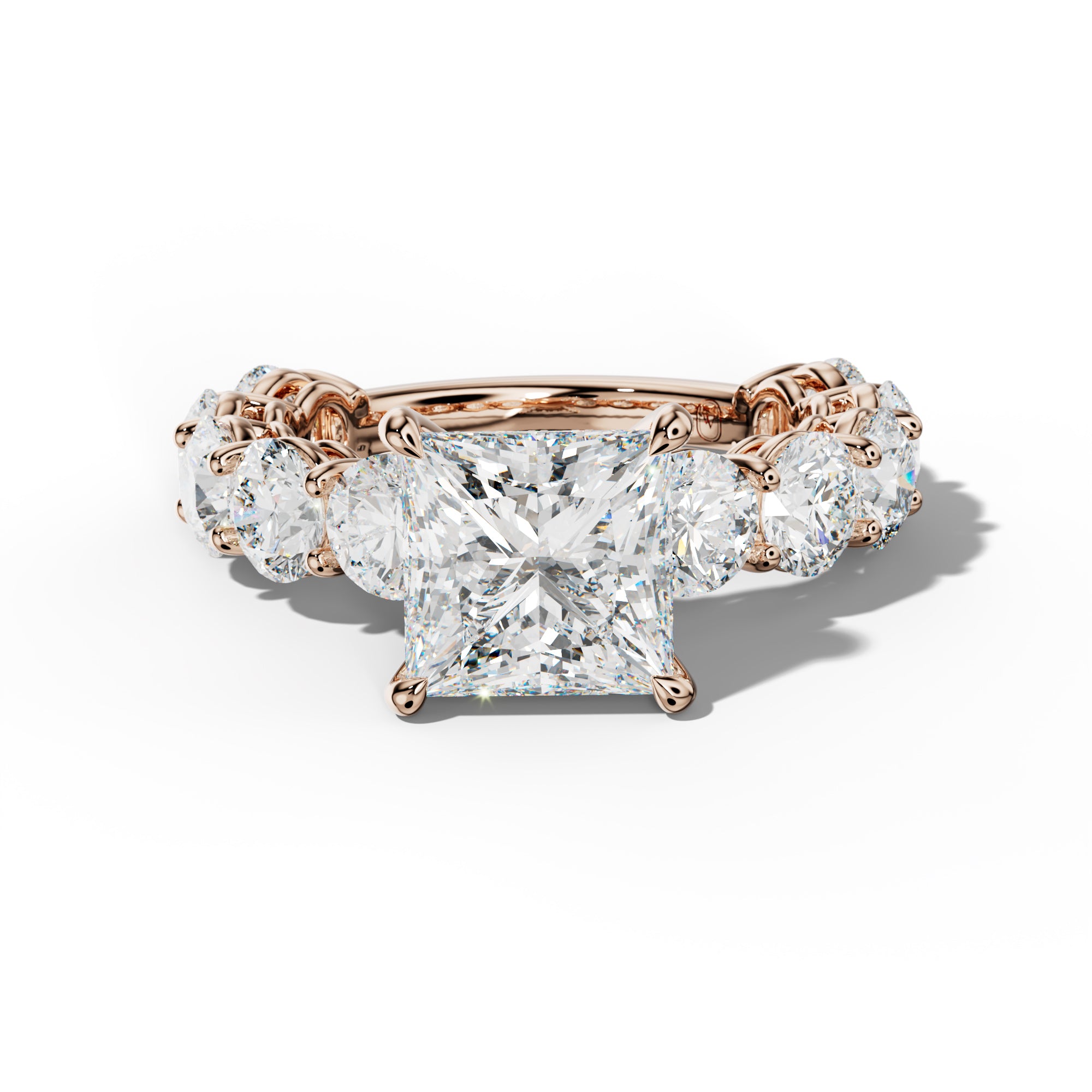 Johanna Princess Cut Engagement Ring With Round Side Stones