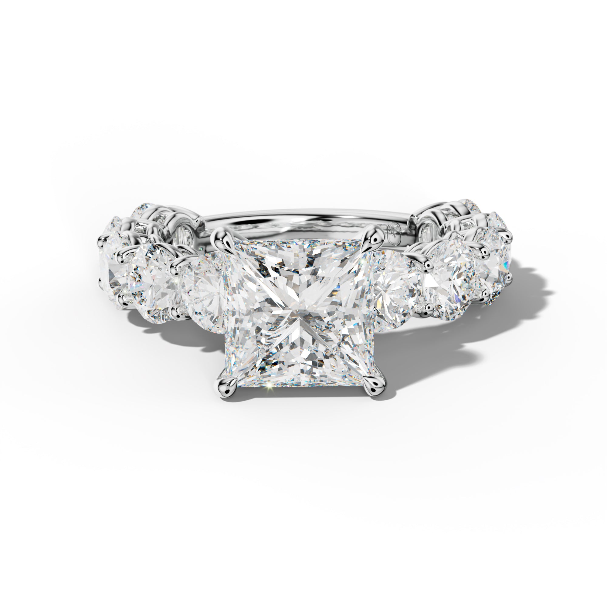 Johanna Princess Cut Engagement Ring With Round Side Stones