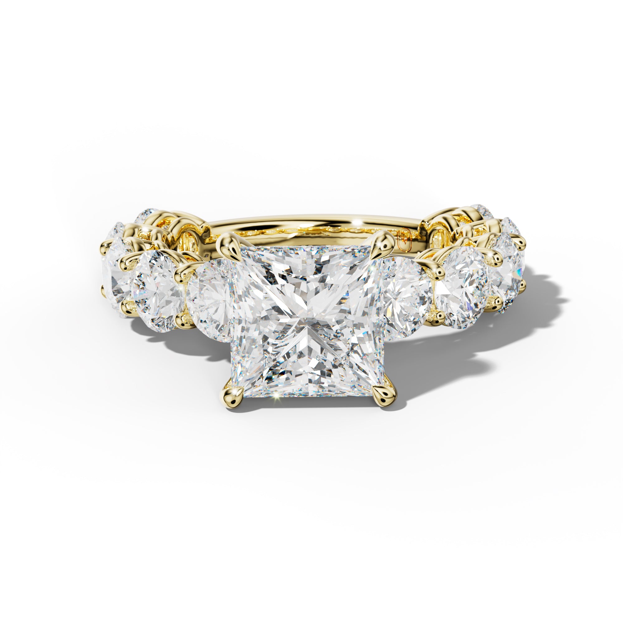 Johanna Princess Cut Engagement Ring With Round Side Stones