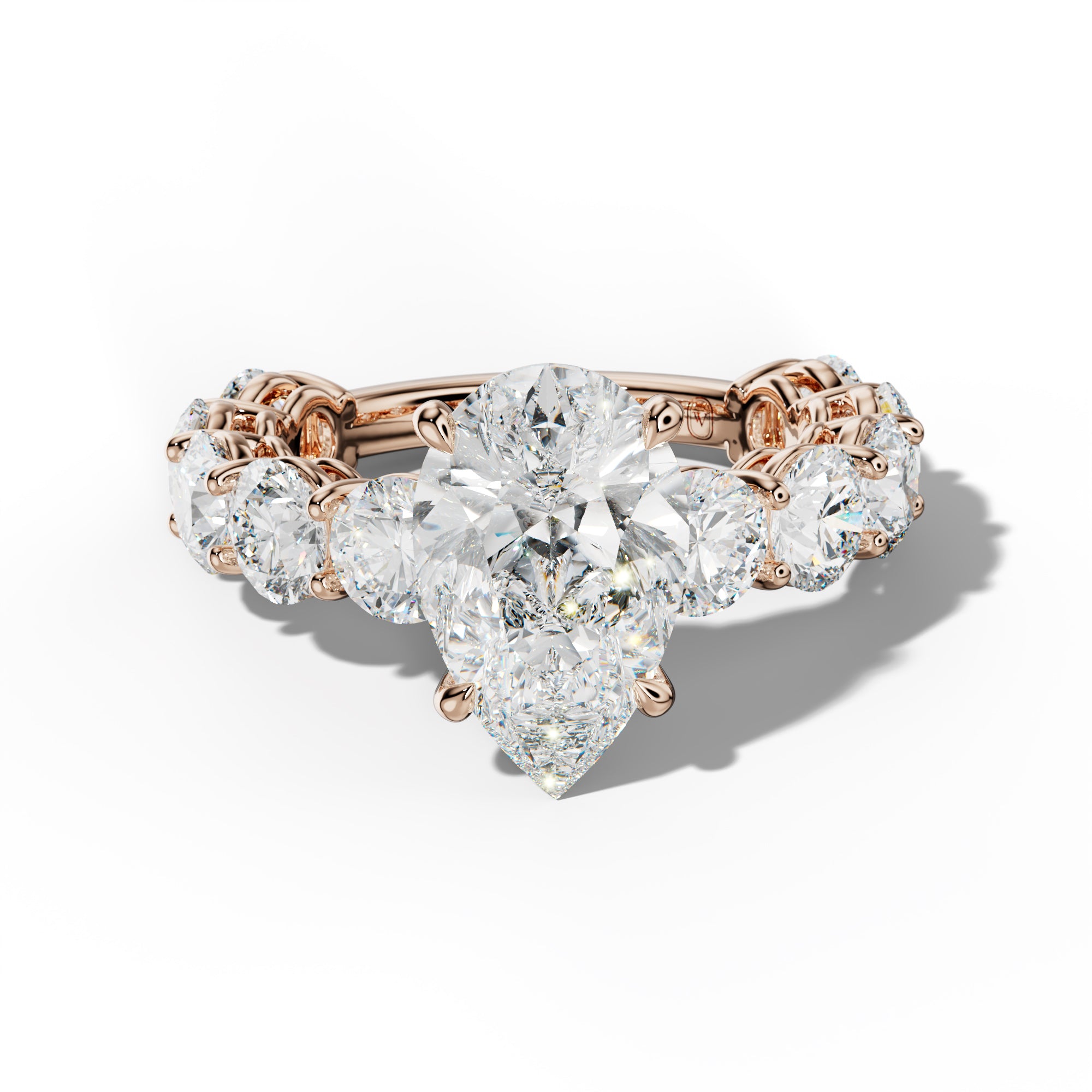 Johanna Pear Shape Diamond Engagement Ring With Round Side Stones