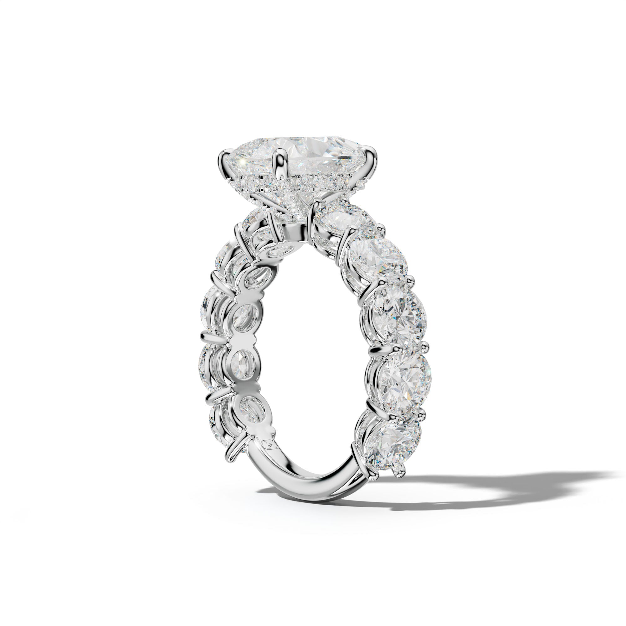 Johanna Pear Shape Diamond Engagement Ring With Round Side Stones