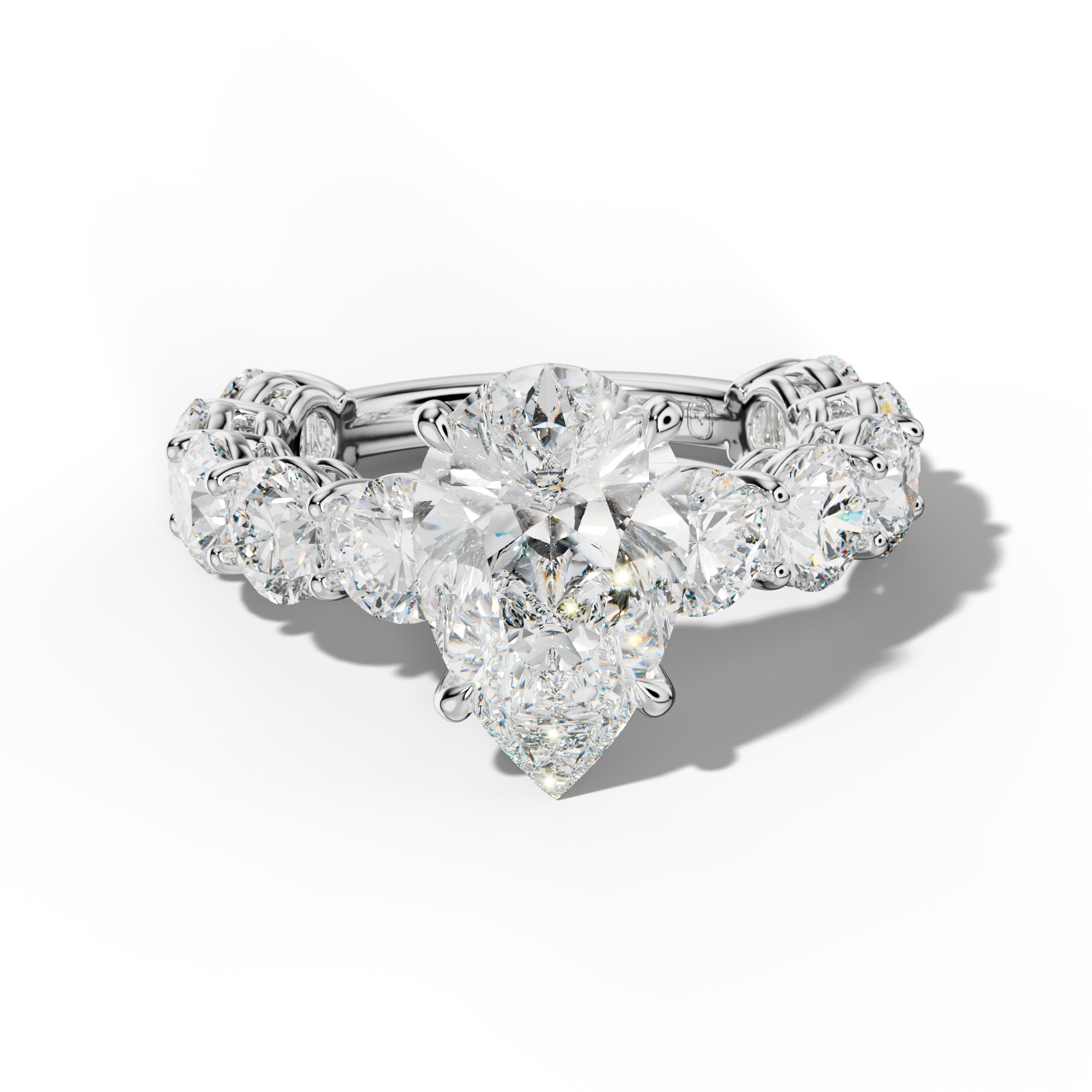 Johanna Pear Shape Diamond Engagement Ring With Round Side Stones