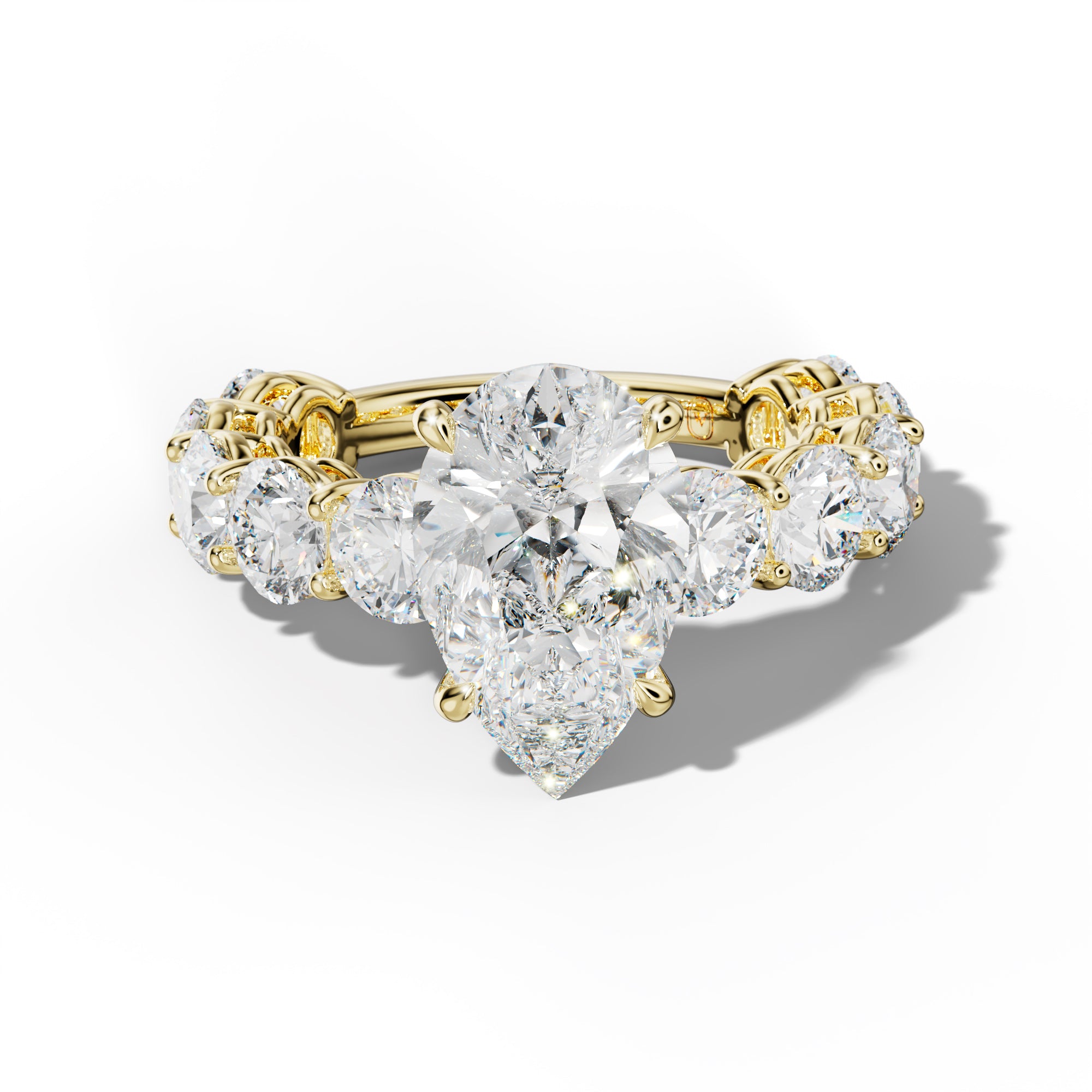 Johanna Pear Shape Diamond Engagement Ring With Round Side Stones