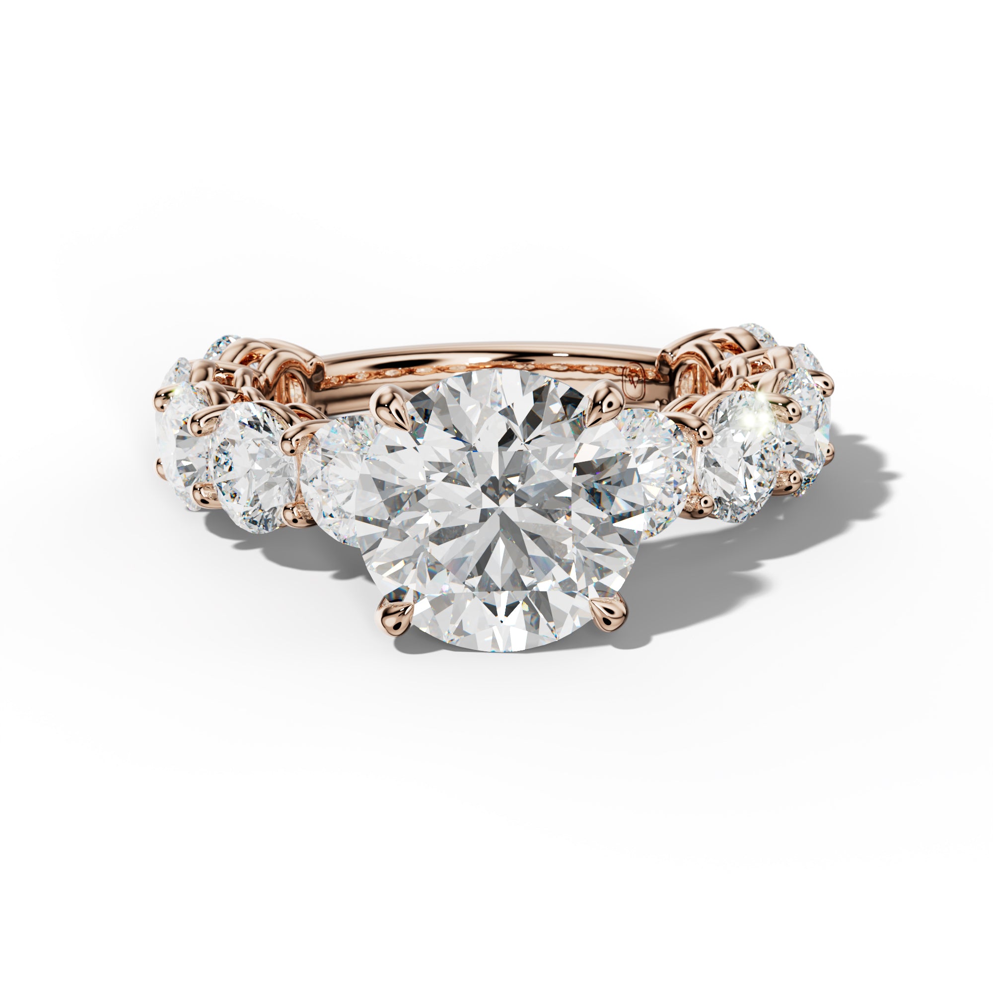 Johanna Round Diamond Engagement Ring With Round Side Stones