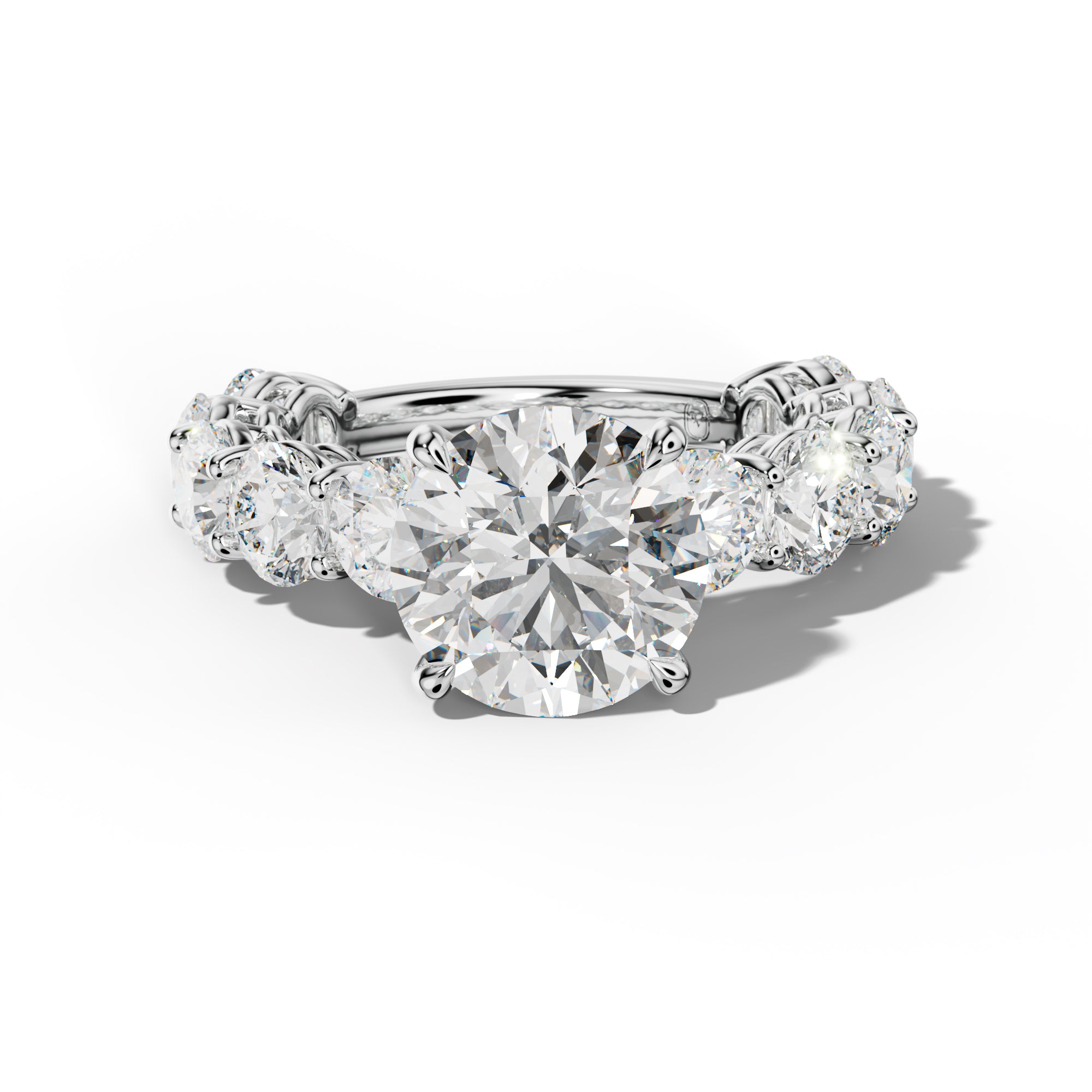 Johanna Round Diamond Engagement Ring With Round Side Stones