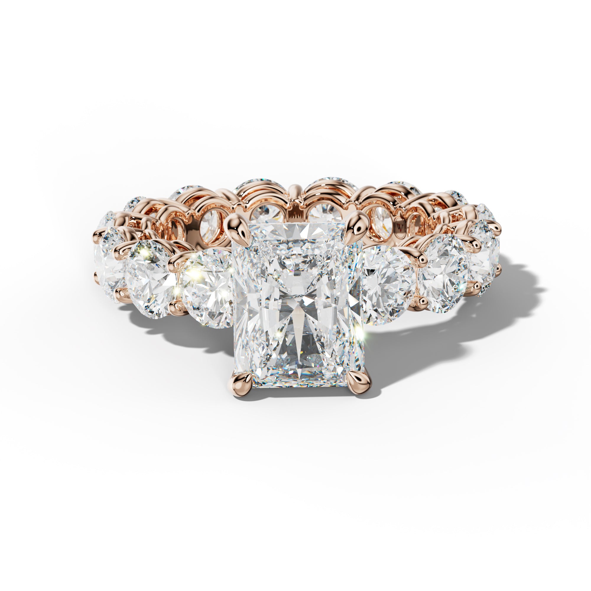 Maddie Radiant Diamond Engagement Ring With Round Side Stones