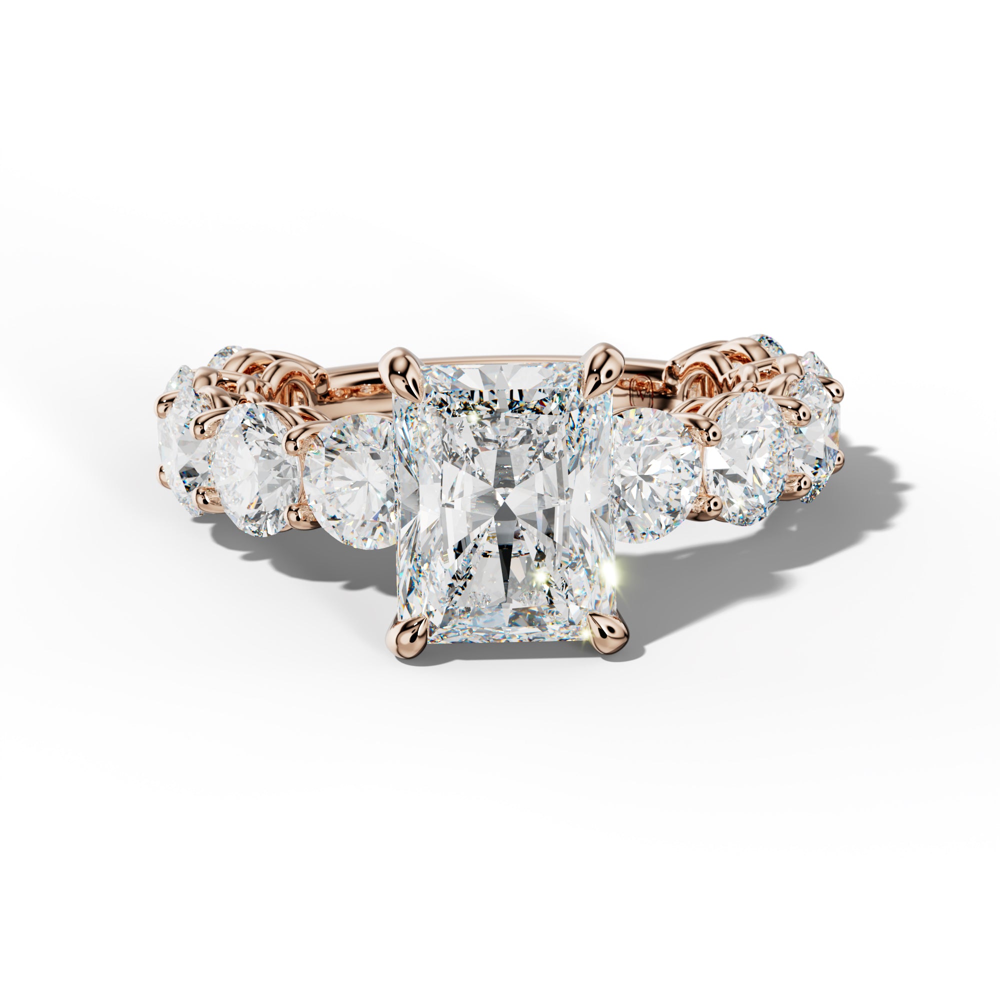 Johanna Radiant Diamond Engagement Ring With Round Side Stones