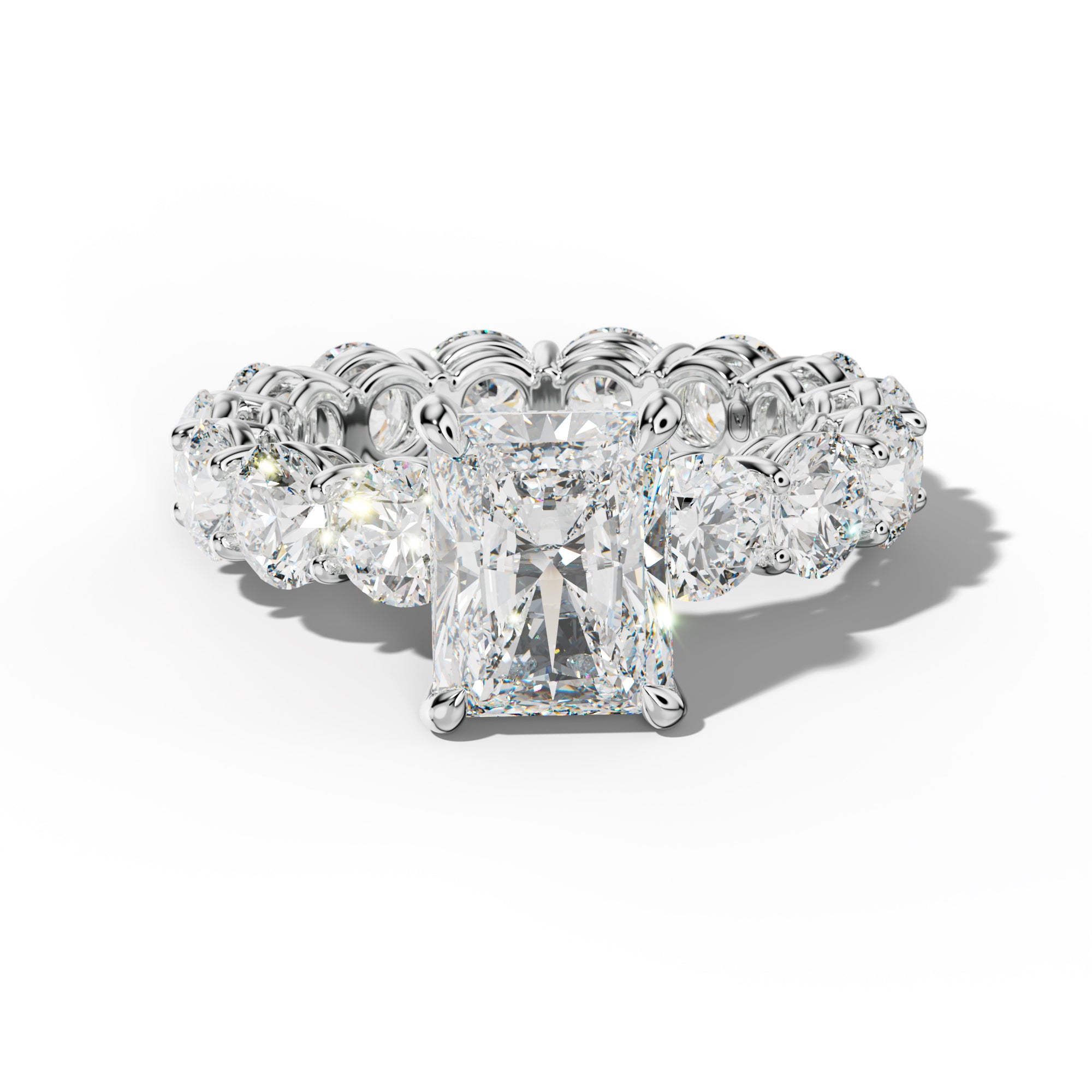 Maddie Radiant Diamond Engagement Ring With Round Side Stones